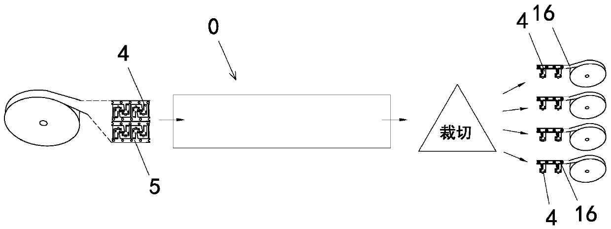 Continuous material belt type metal piece efficient cutting mechanism