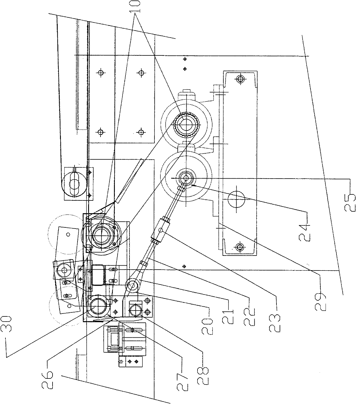 Automatic paper-gathering device of roll paper splitting machine