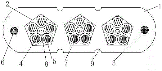 Reinforced type bending-resistant flat control cable