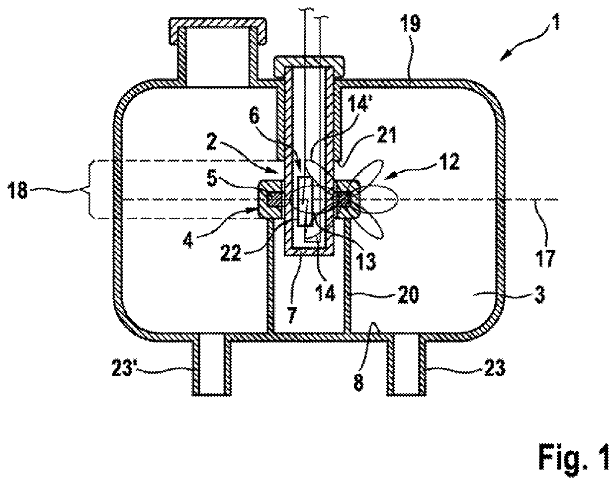 Fluid container having a device for fill level monitoring