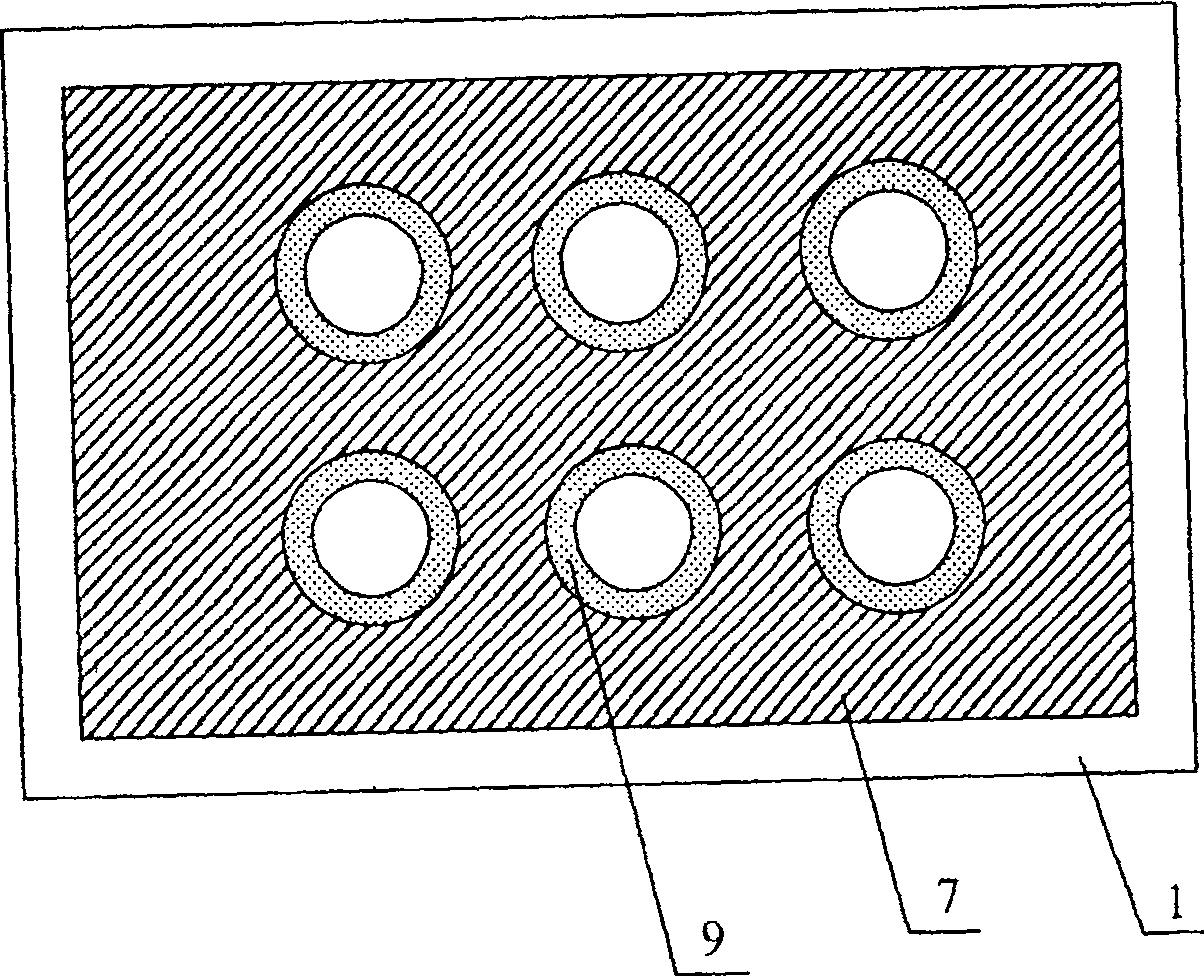 Flat panel display with integrated step type slot grid structure and its producing process