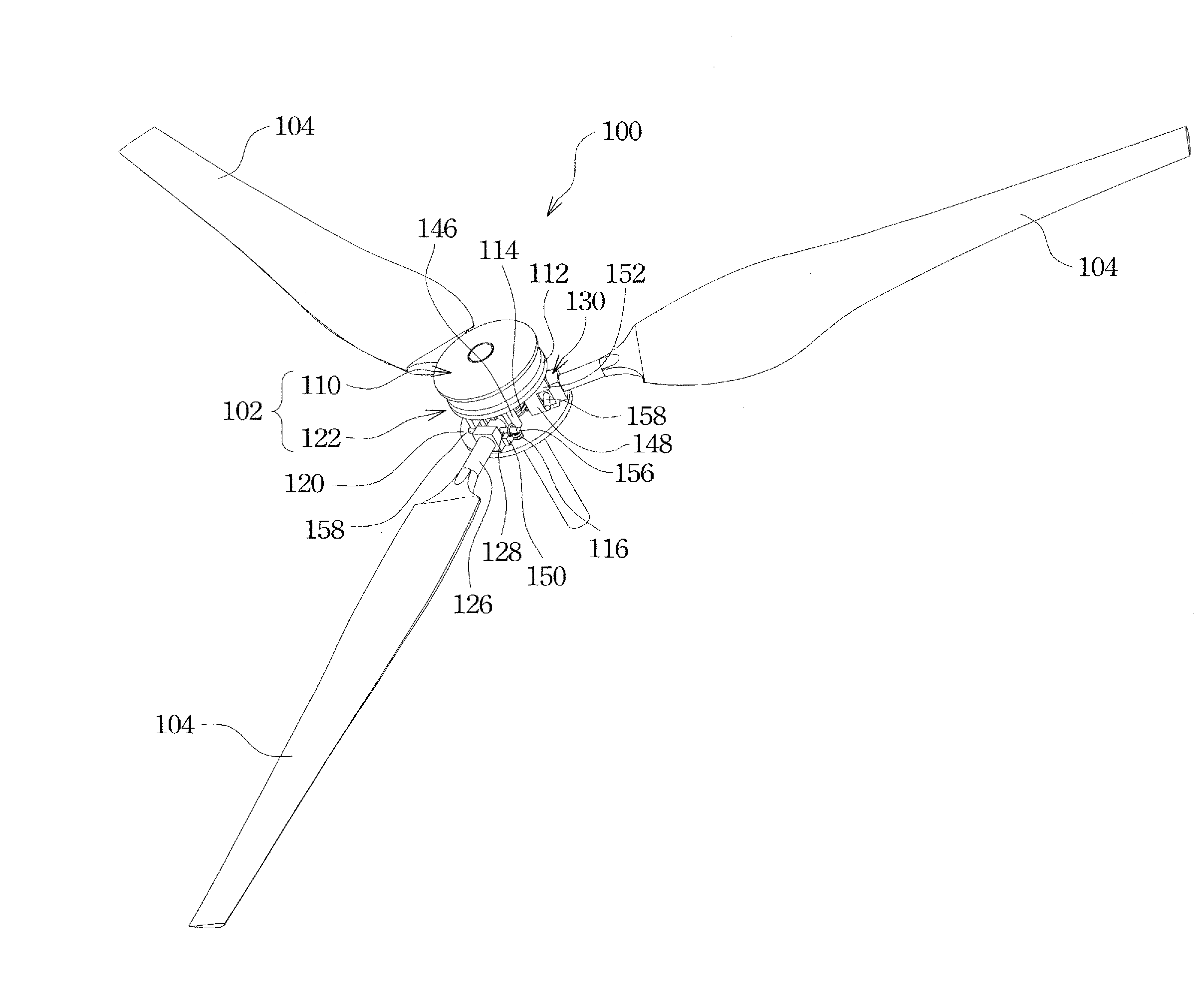 Blade pitch controlling apparatus and application thereof