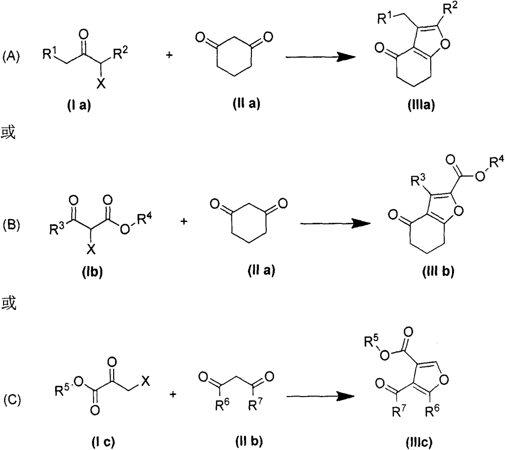 Method for preparing poly-substituted furan through Feist-Benary reaction under alkali-free and solvent-free condition