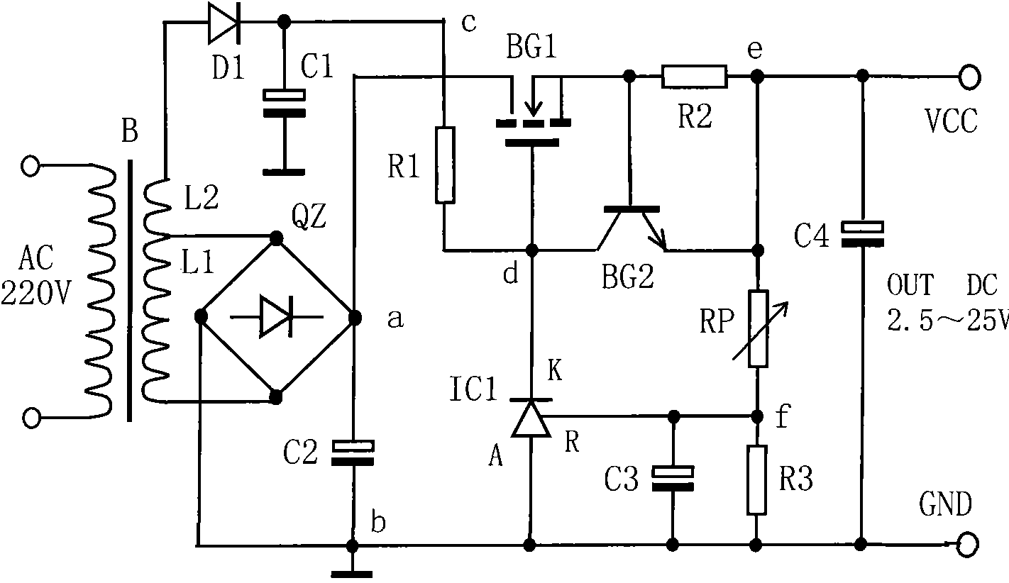 High-power adjustable voltage-stabilized power supply manufactured by reference voltage source