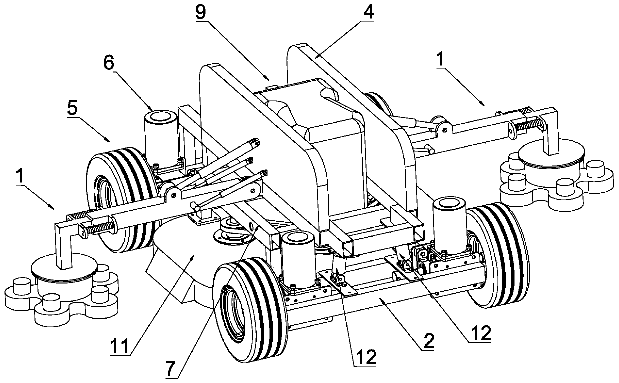 Wheel type telescoping passive variable amplitude mower