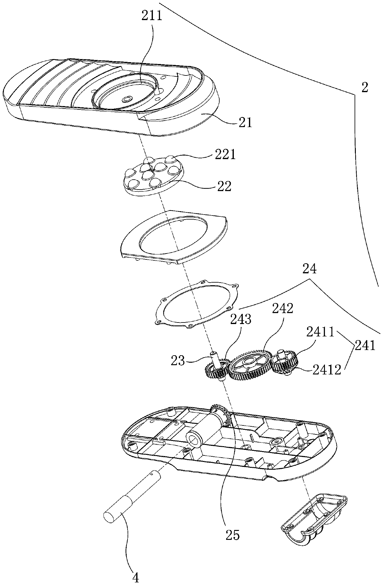 Fitness equipment with massage pedals