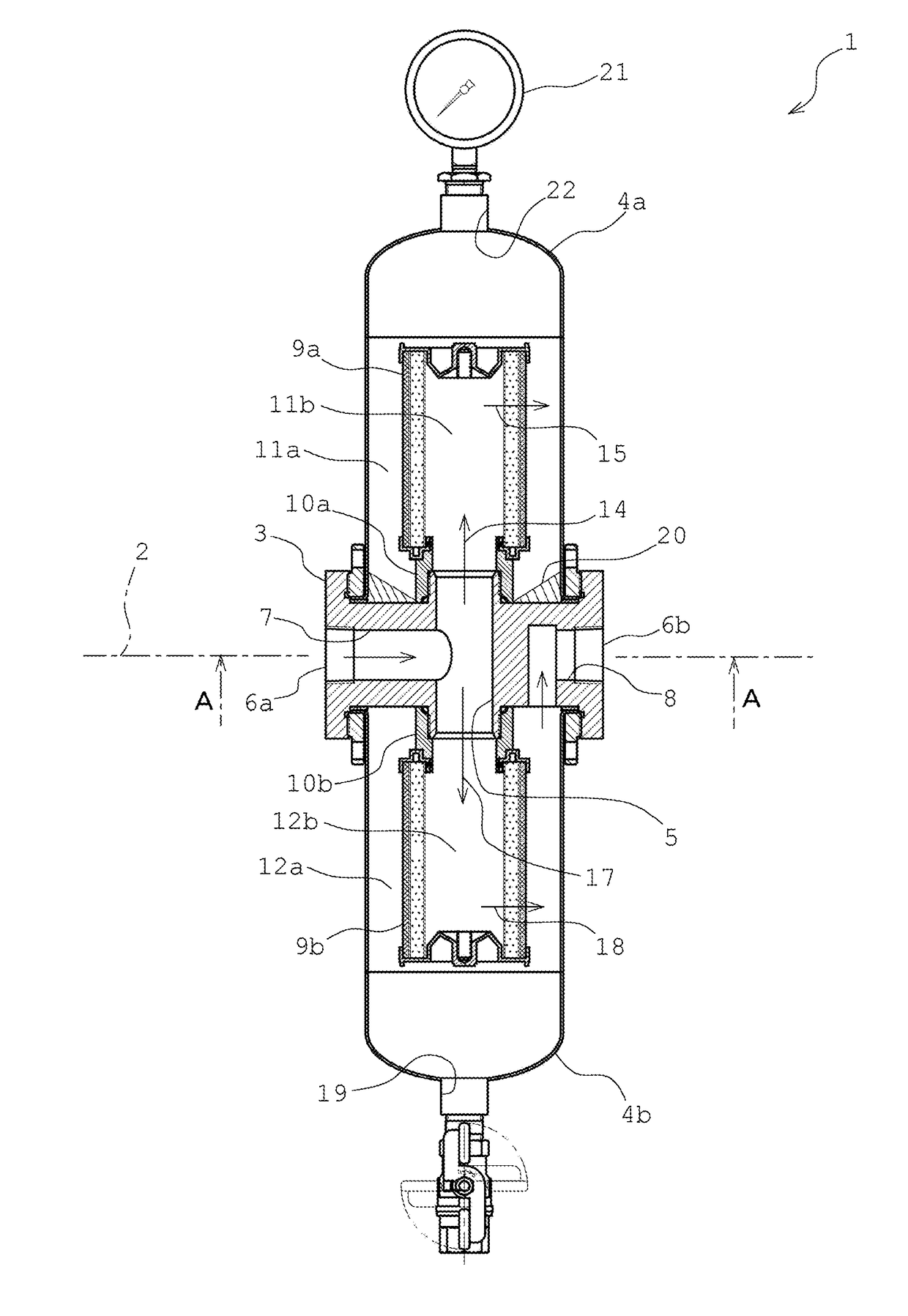 Filter apparatus for compressed air