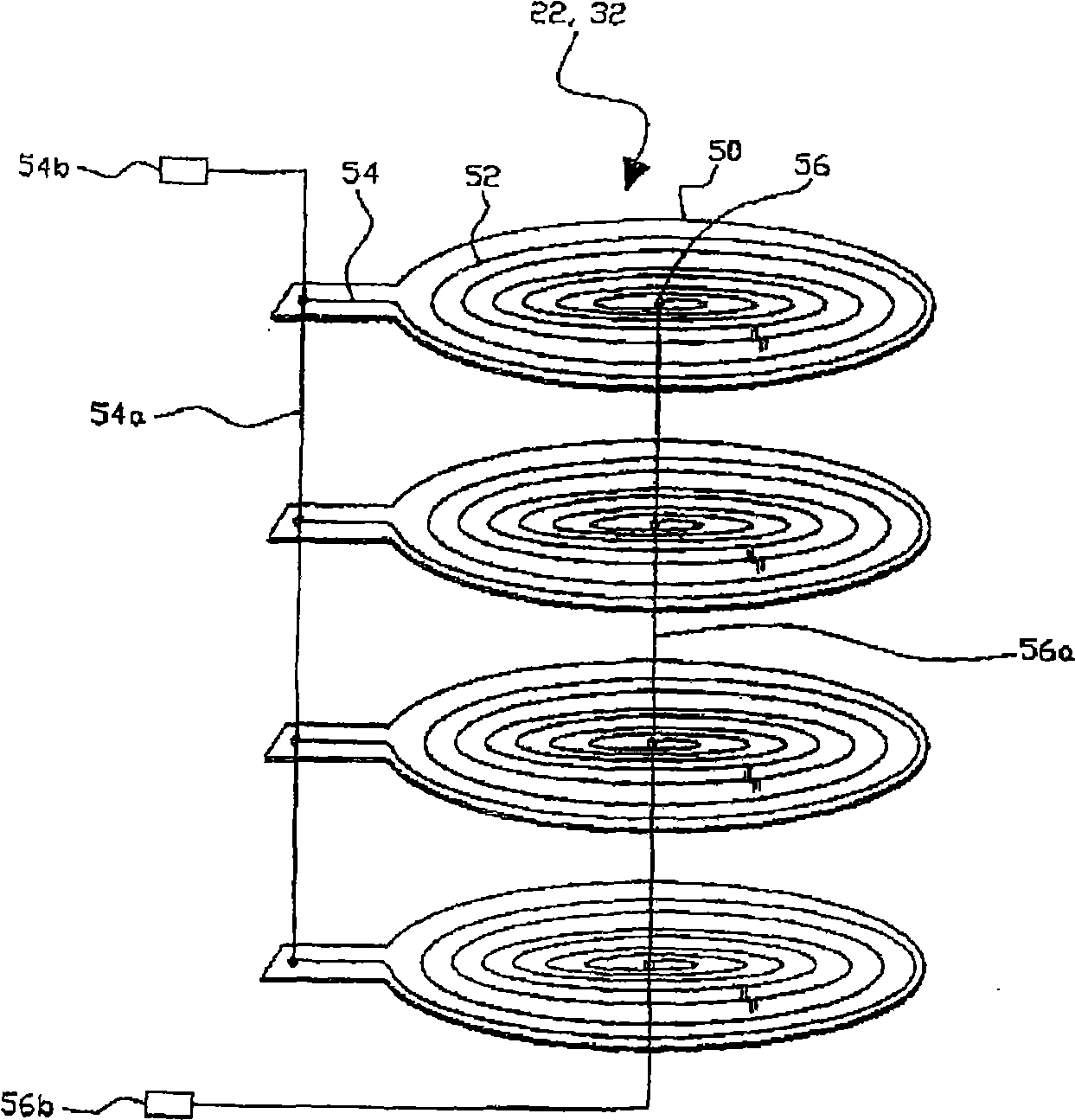 Induction coil for cordless energy charging and data transfer