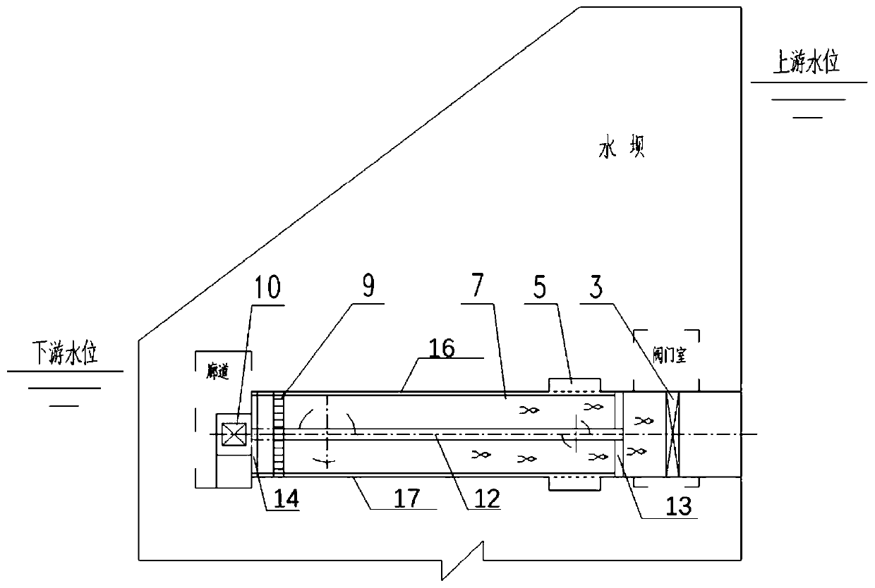 An induction and repelling integrated dam fish passing device and its application method