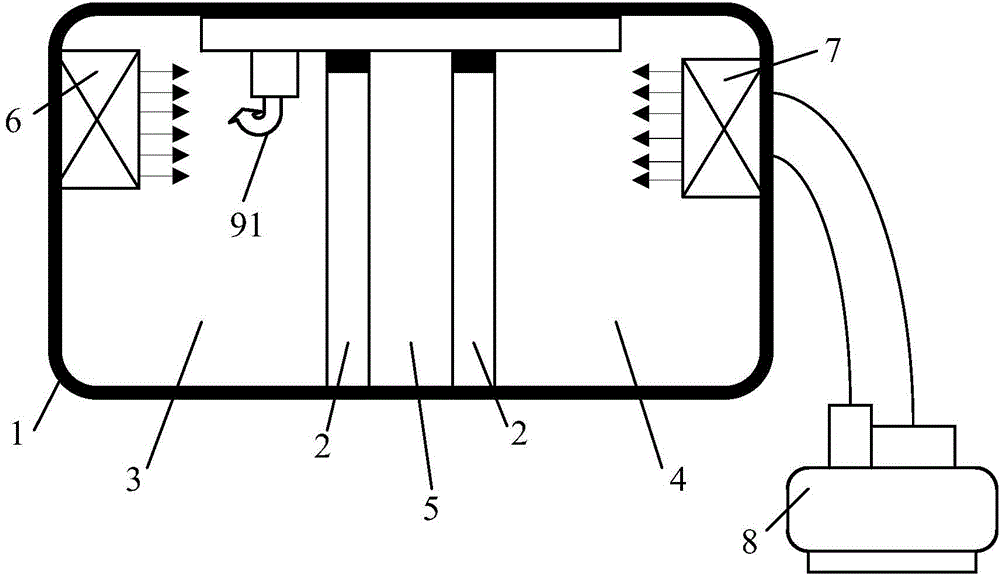 Device for high and low temperature shock tests