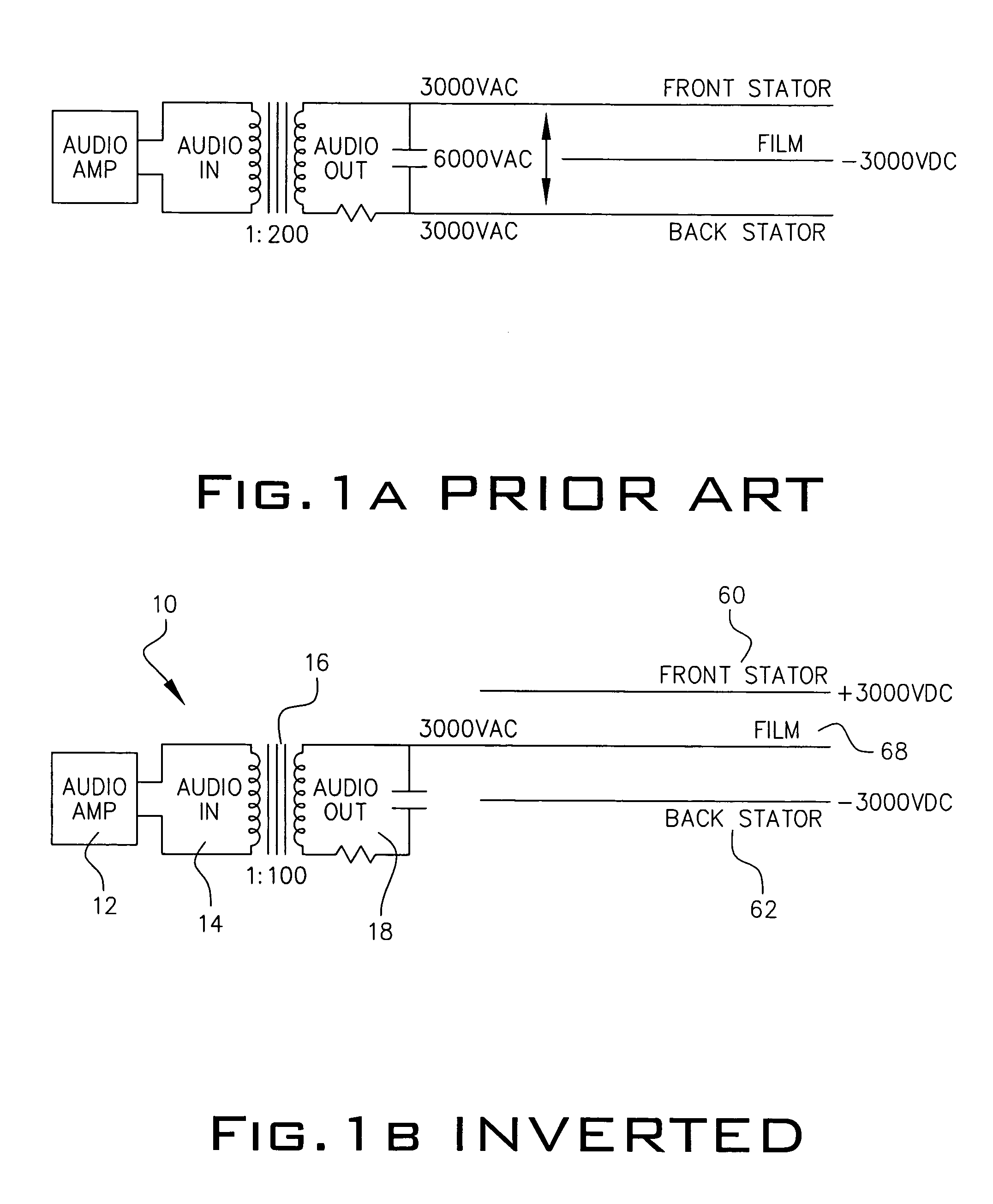 Invertedly driven electrostatic speaker