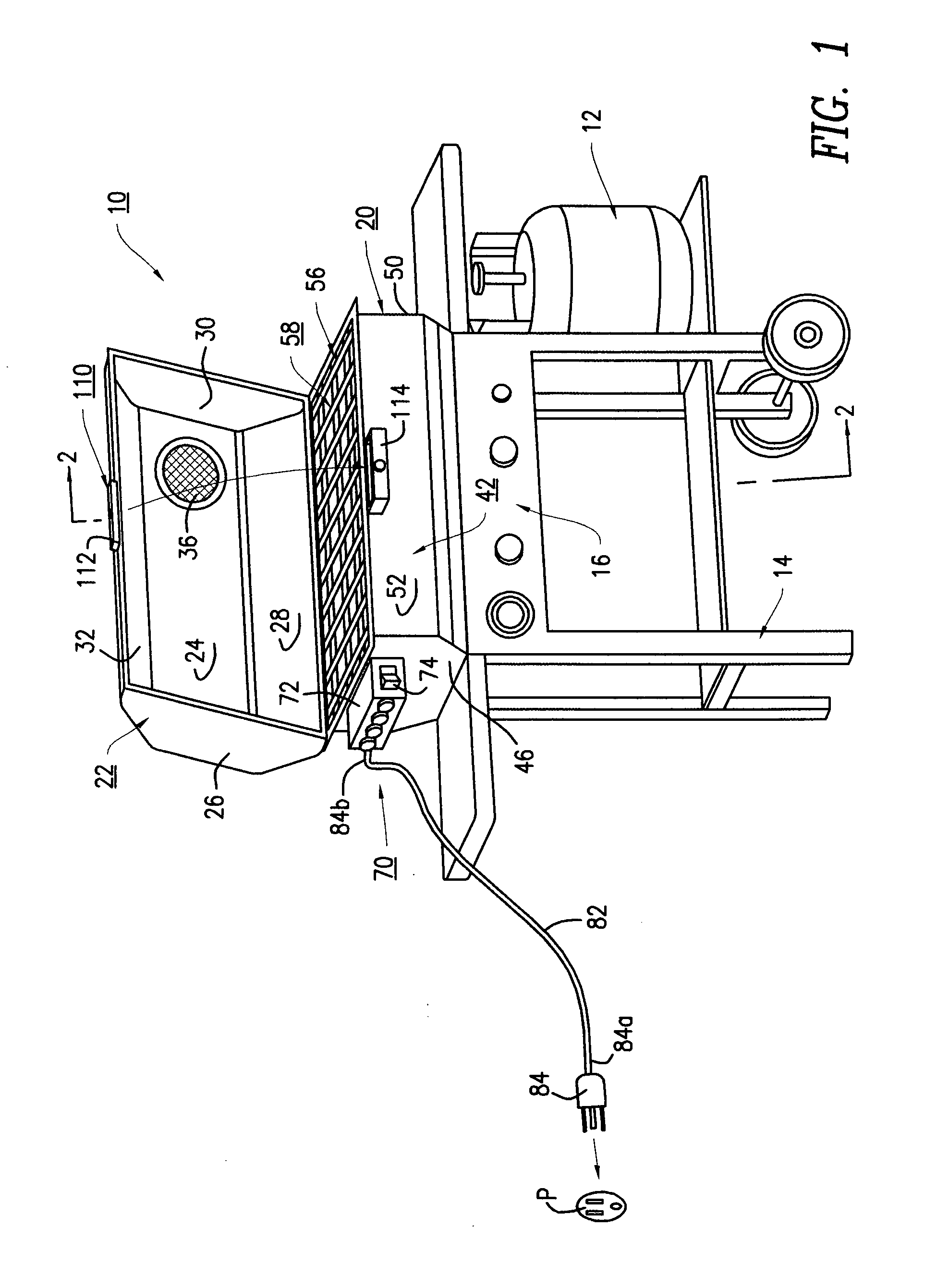 Outdoor gas barbecue grill with an electric self-cleaning unit