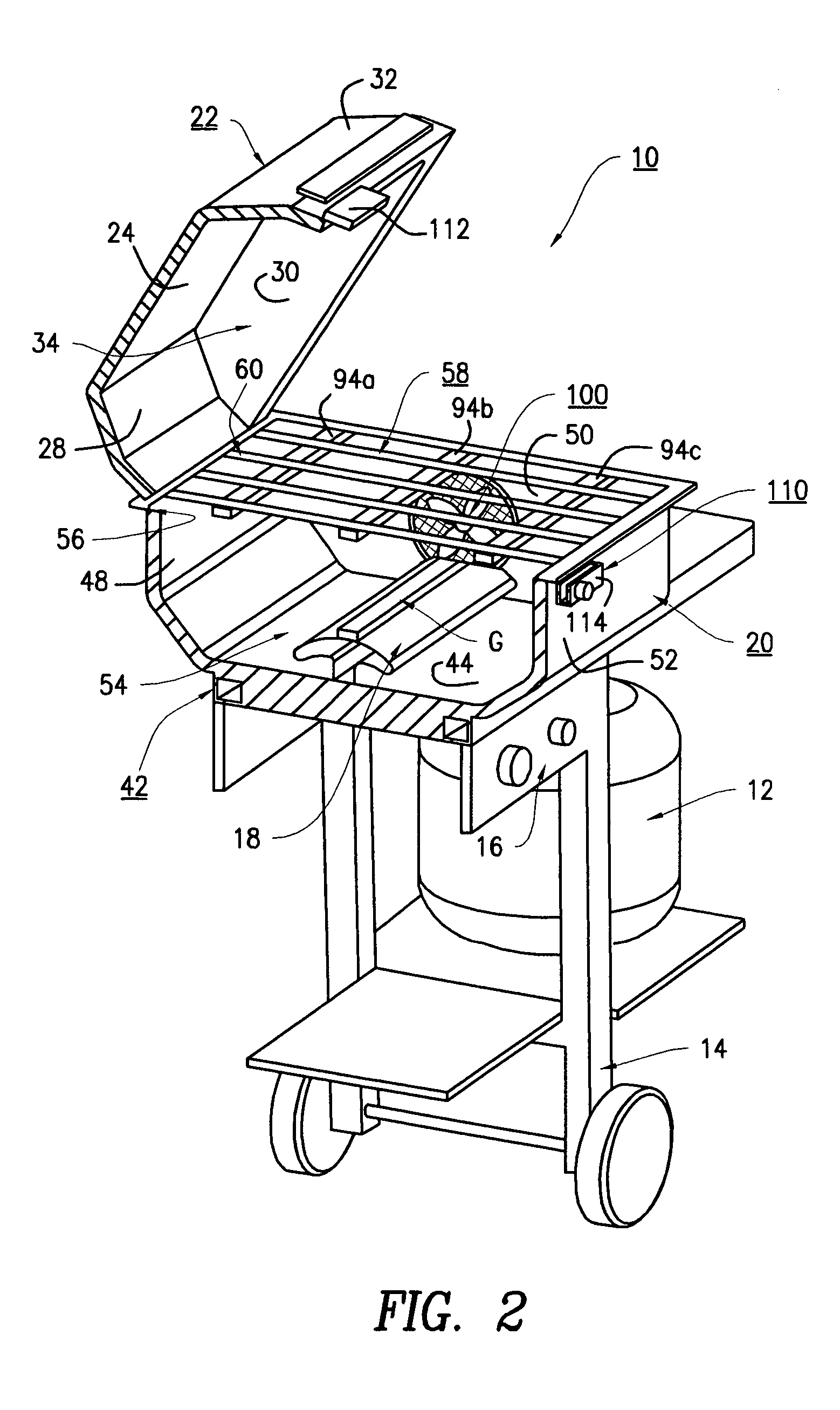 Outdoor gas barbecue grill with an electric self-cleaning unit