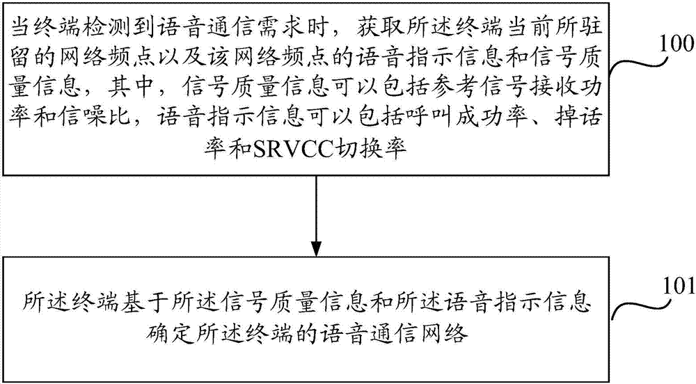 Determination method and device for voice communication network