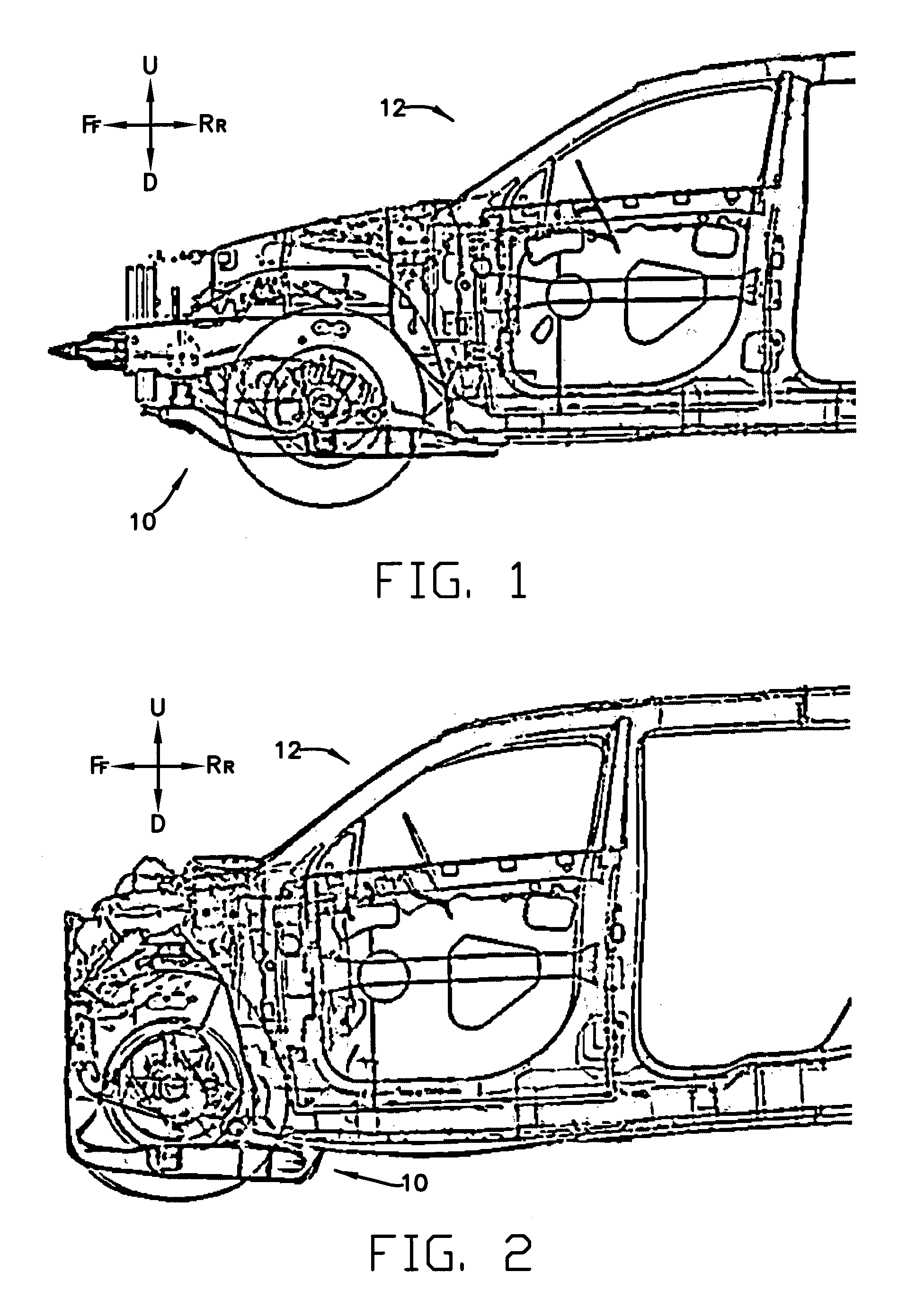 Energy absorbing front frame structure for a vehicle