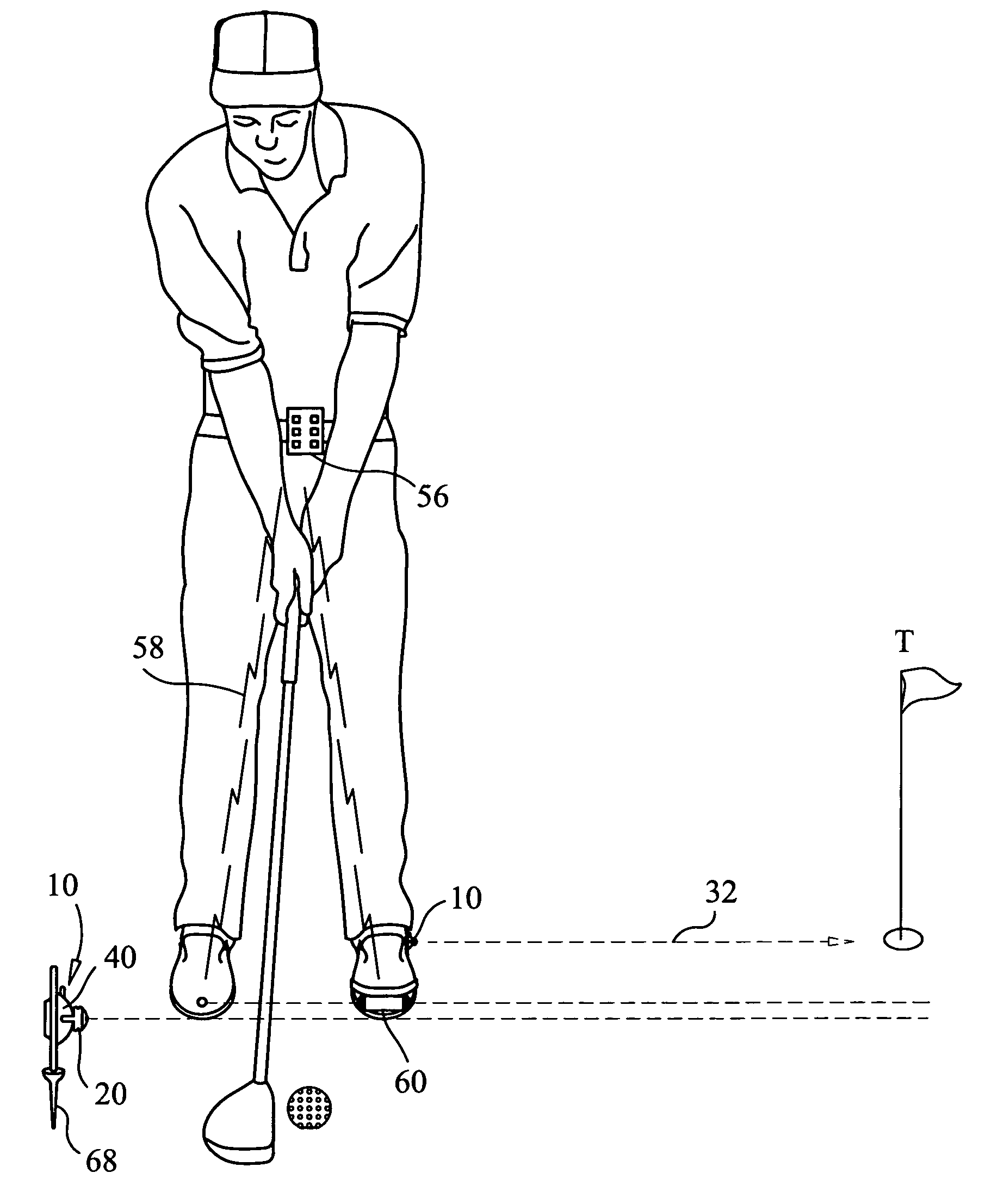 Body attached golf aim alignment device and method for use