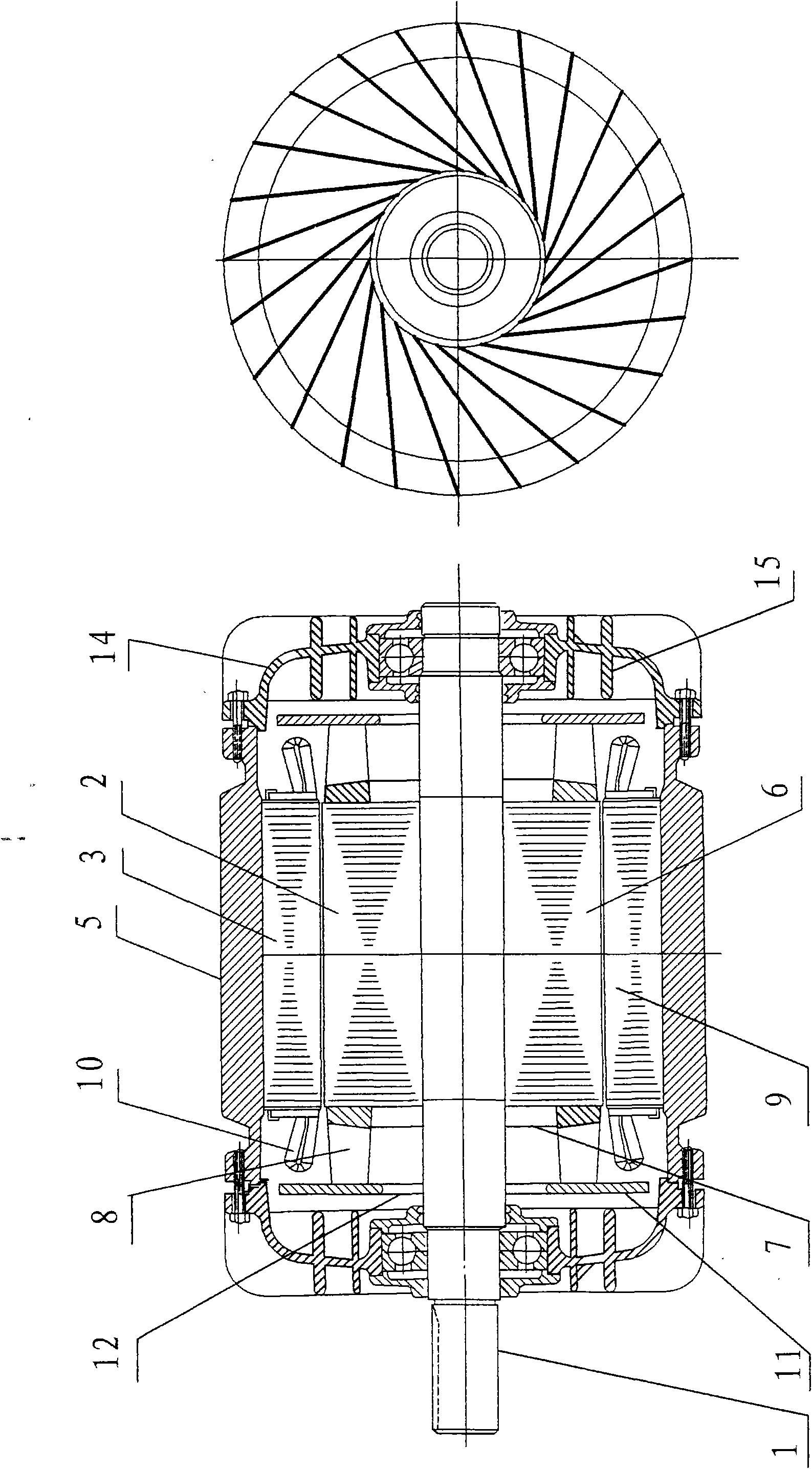 Small-power motor with internal air-cooling system