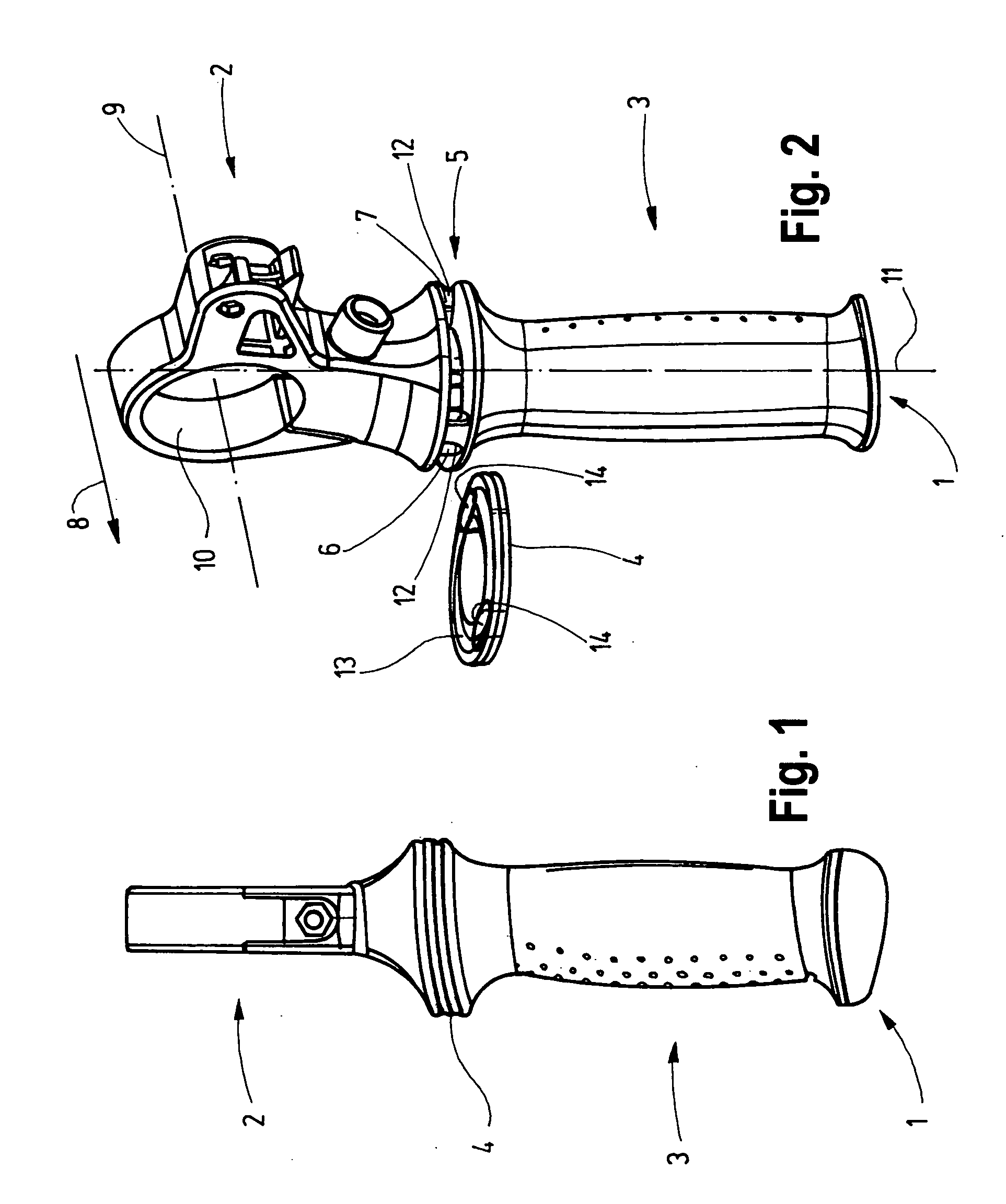 Auxiliary handle, and hand power tool provided therewith