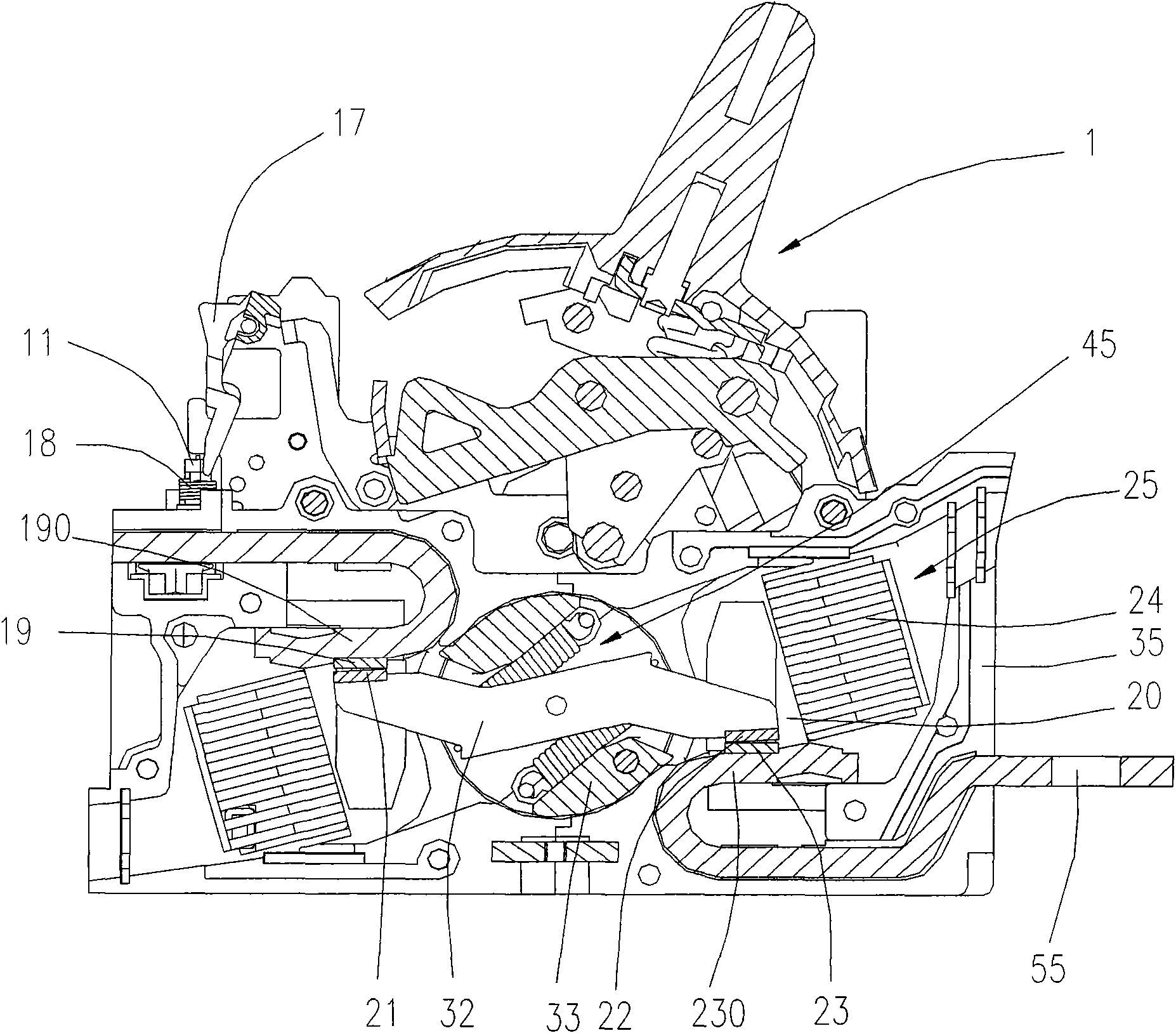 Quick trip breaker with function of pneumatic actuation trip