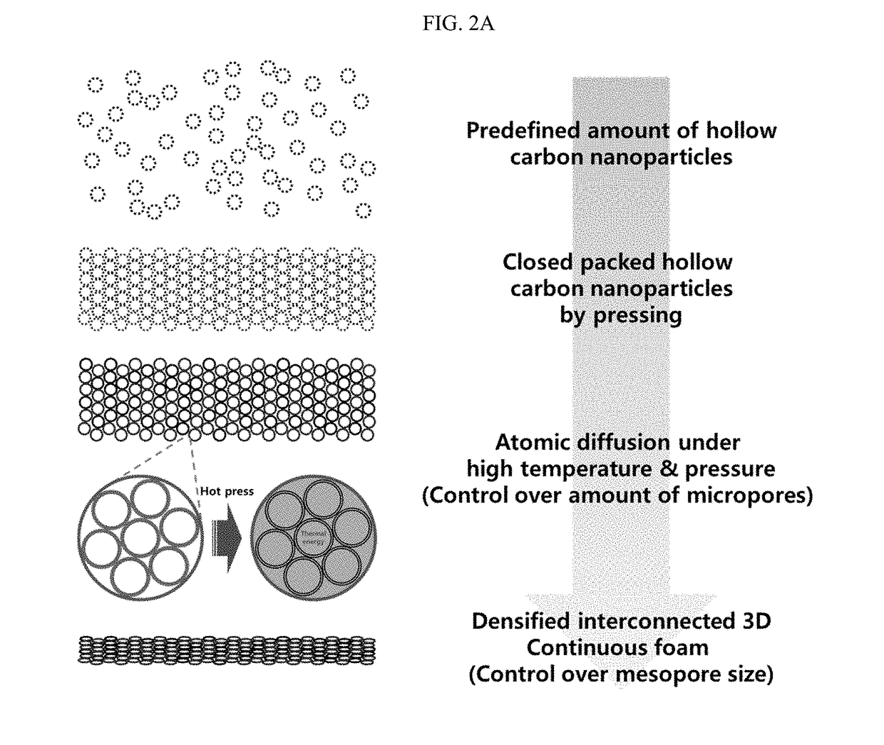 Highly dense nano-carbon foam with controlled porosity synthesized from hollow carbon nanoparticles