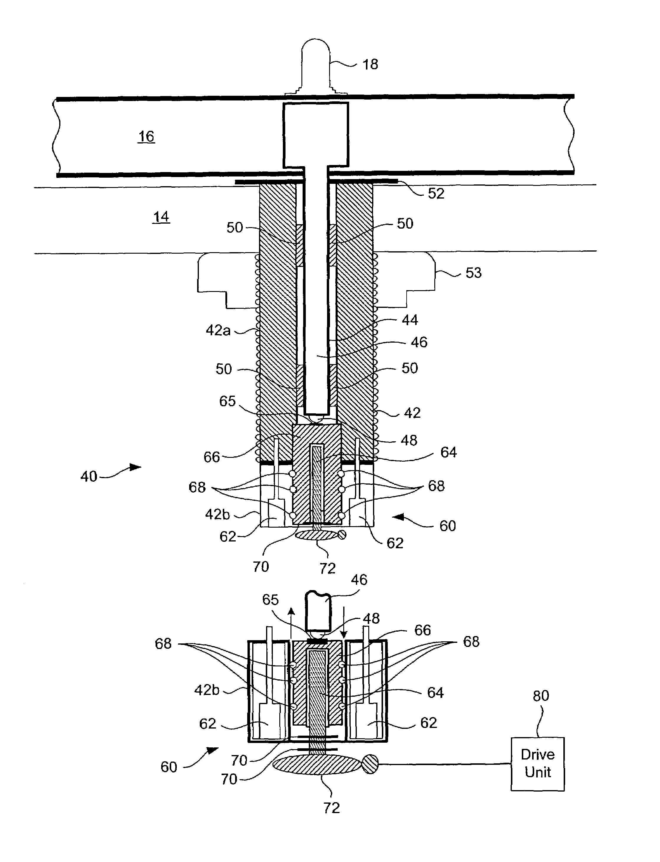 Turntable with vertically adjustable platter