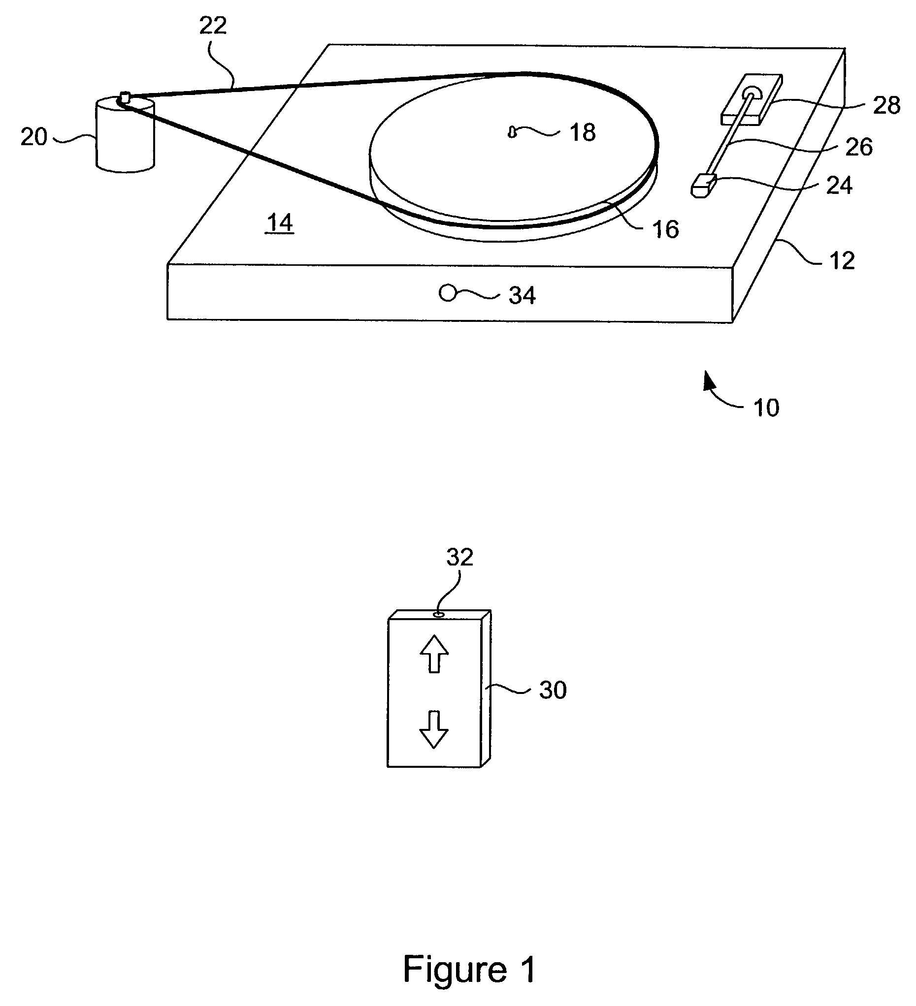 Turntable with vertically adjustable platter