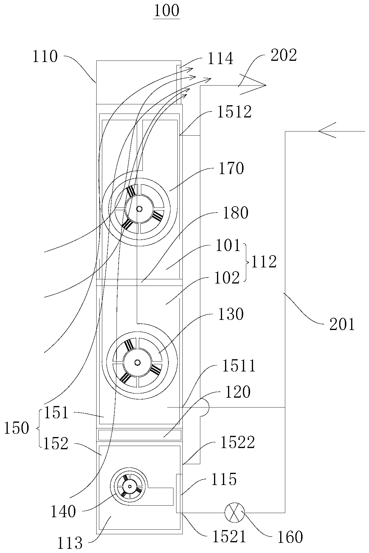 Up-down venting cabinet type air conditioner, and control method and control device thereof