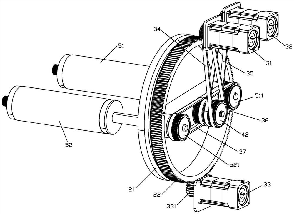 Roll winding and replacing driving mechanism and fiber unfolding and winding equipment