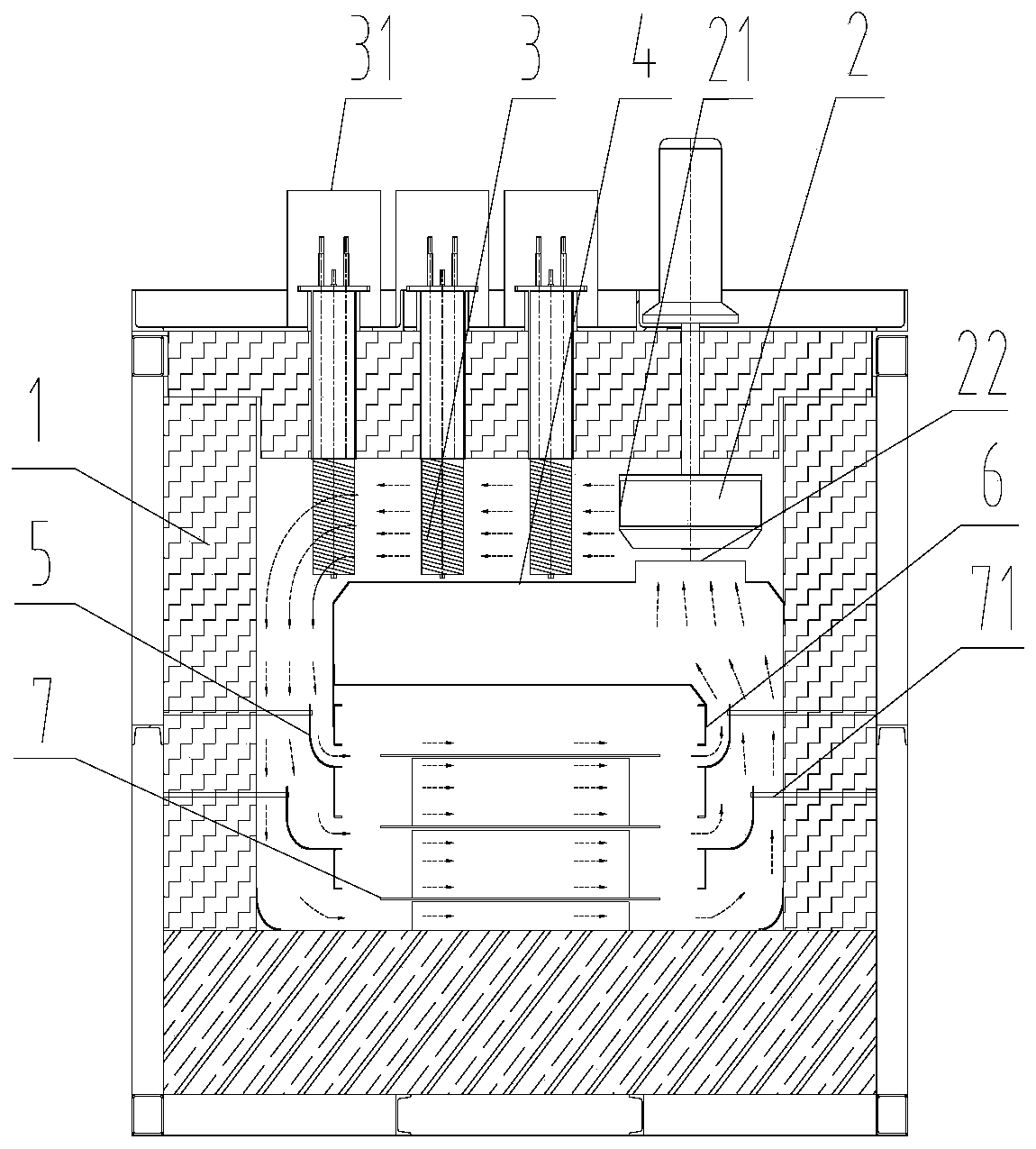 Heating furnace and method for achieving uniform heating of heating furnace