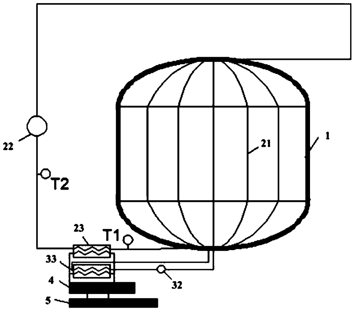 A device for long-term on-orbit storage of cryogenic liquid and cooling method thereof