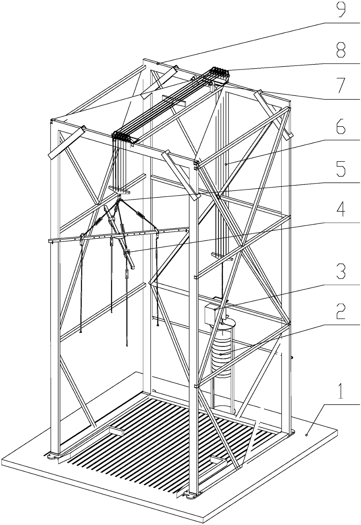 Ground zero-gravity separation test equipment for large spacecraft