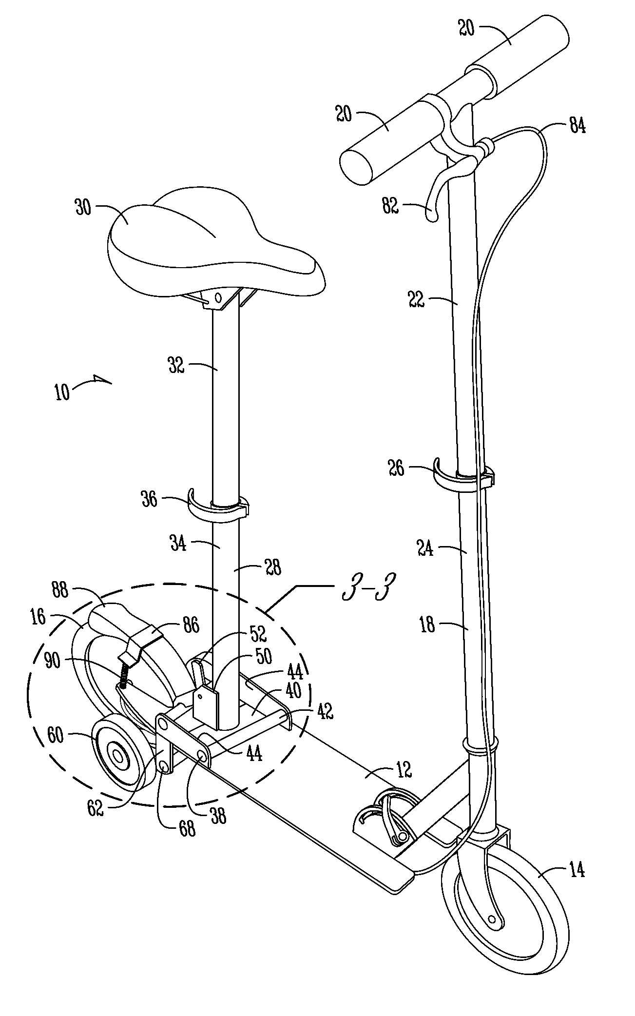 Scooter for seated manual propulsion