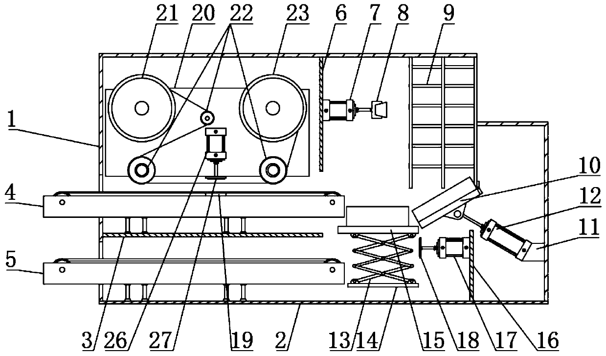 Full-automatic electronic product packaging device