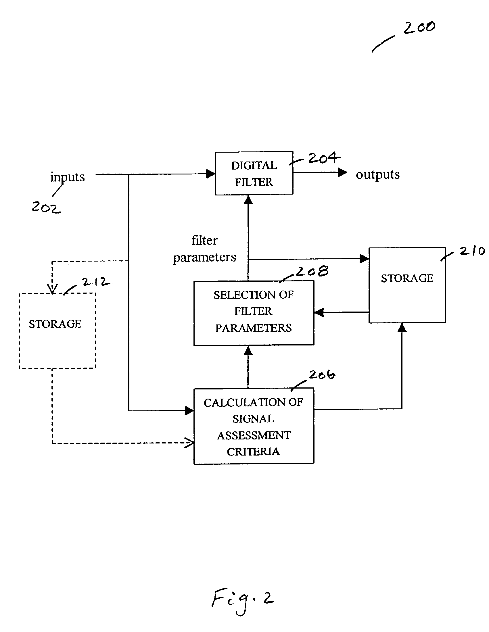 Selection of preset filter parameters based on signal quality