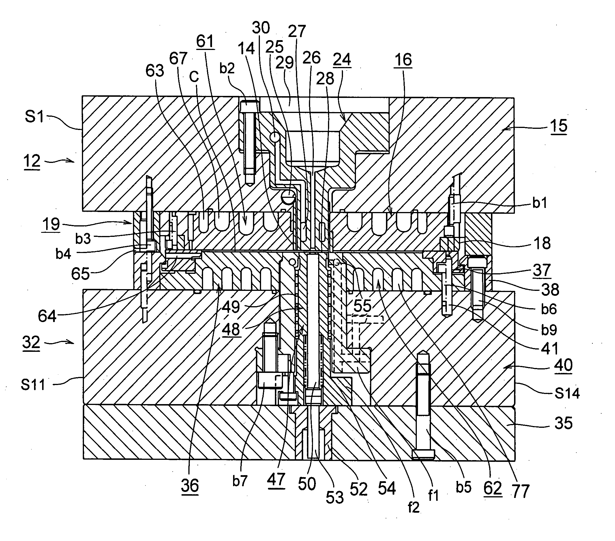 Disc-molding mold molded product and moloding machine