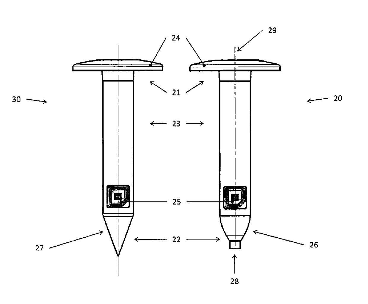 Sensor arrangement with RFID