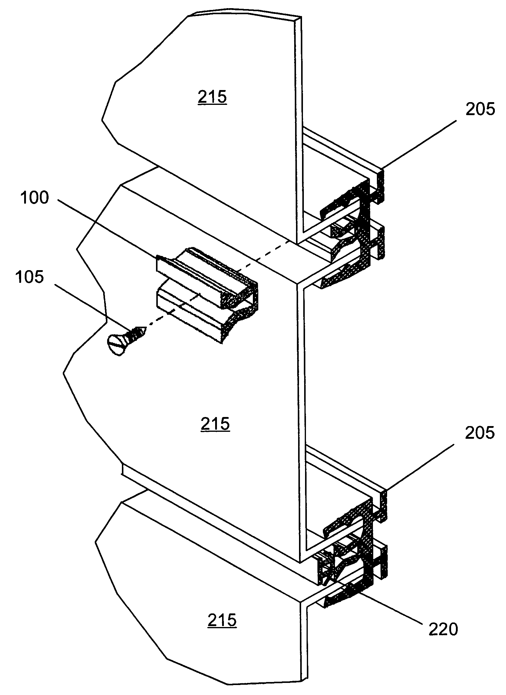 ACM panel retaining clip and self-adjusting coplanar panel mounting system