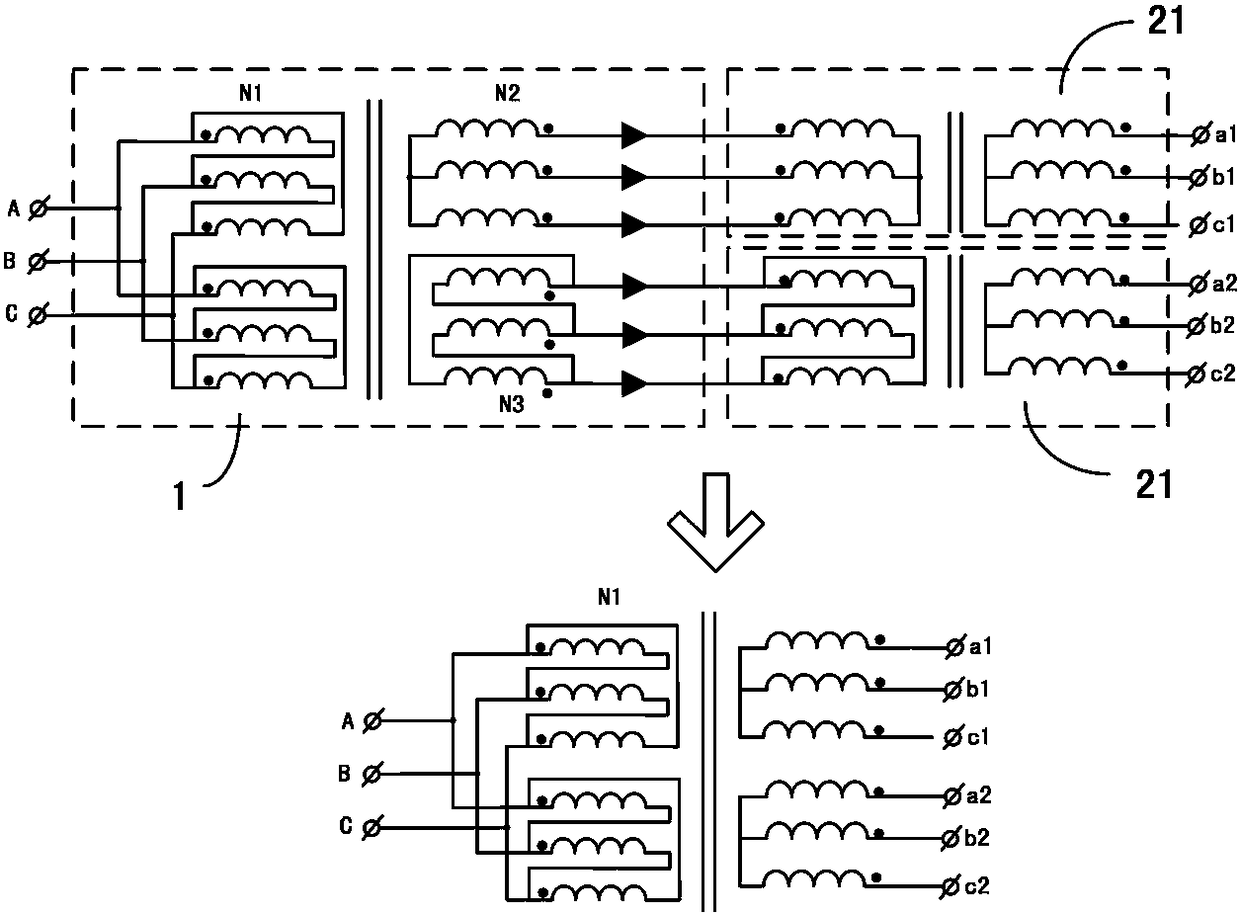 Urban rail power supply system double-coil connected medium-voltage energy-feeding system and its energy-feeding method