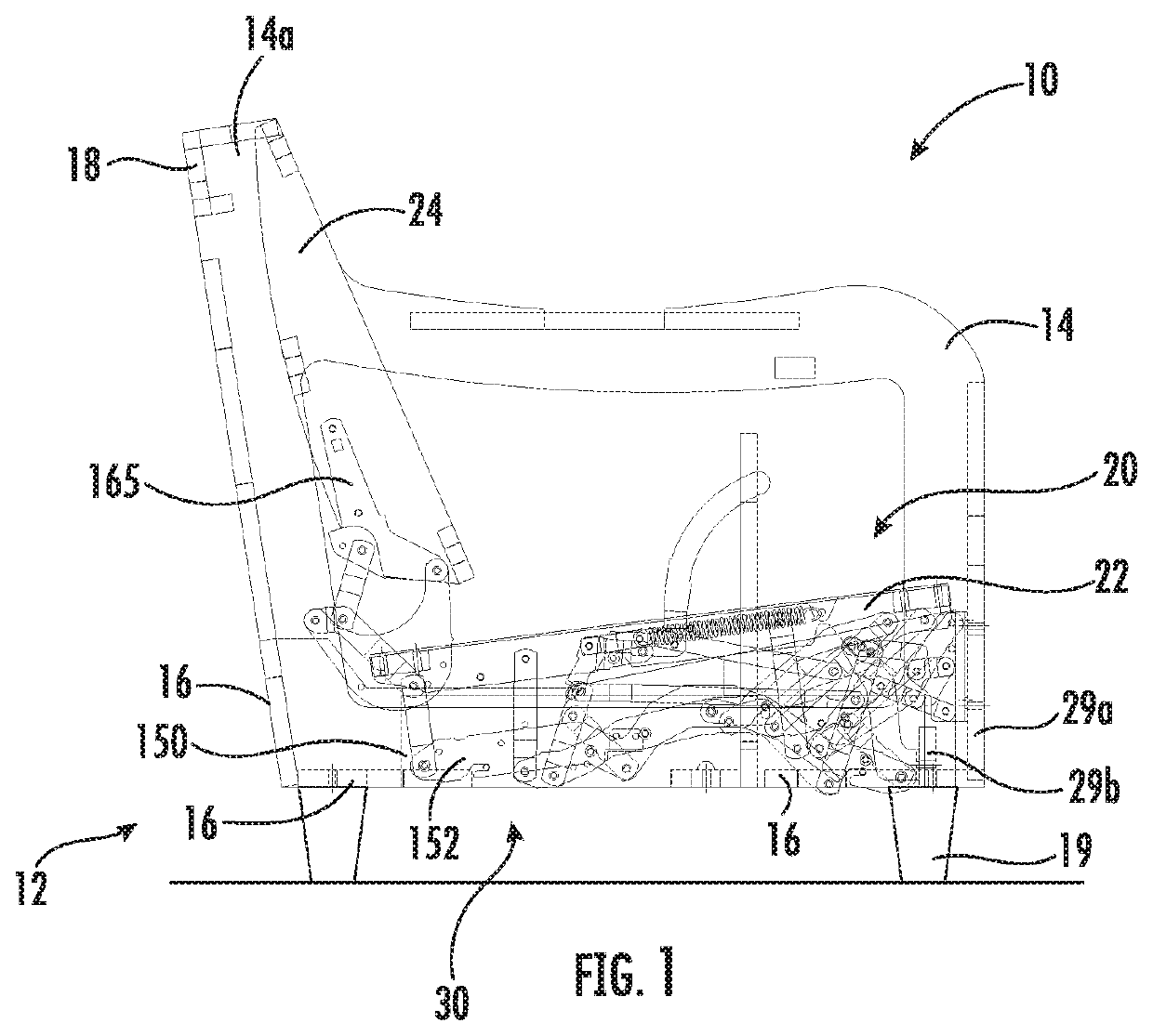 Reclining seating unit with wall-proximity capability