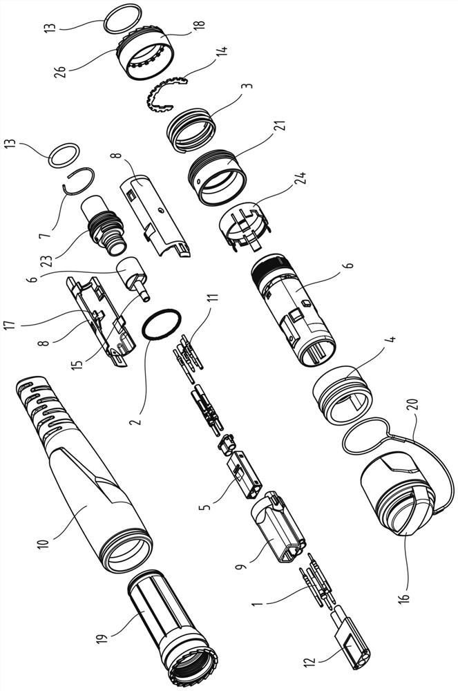 Plug connector part for optical and/or electrical plug connection