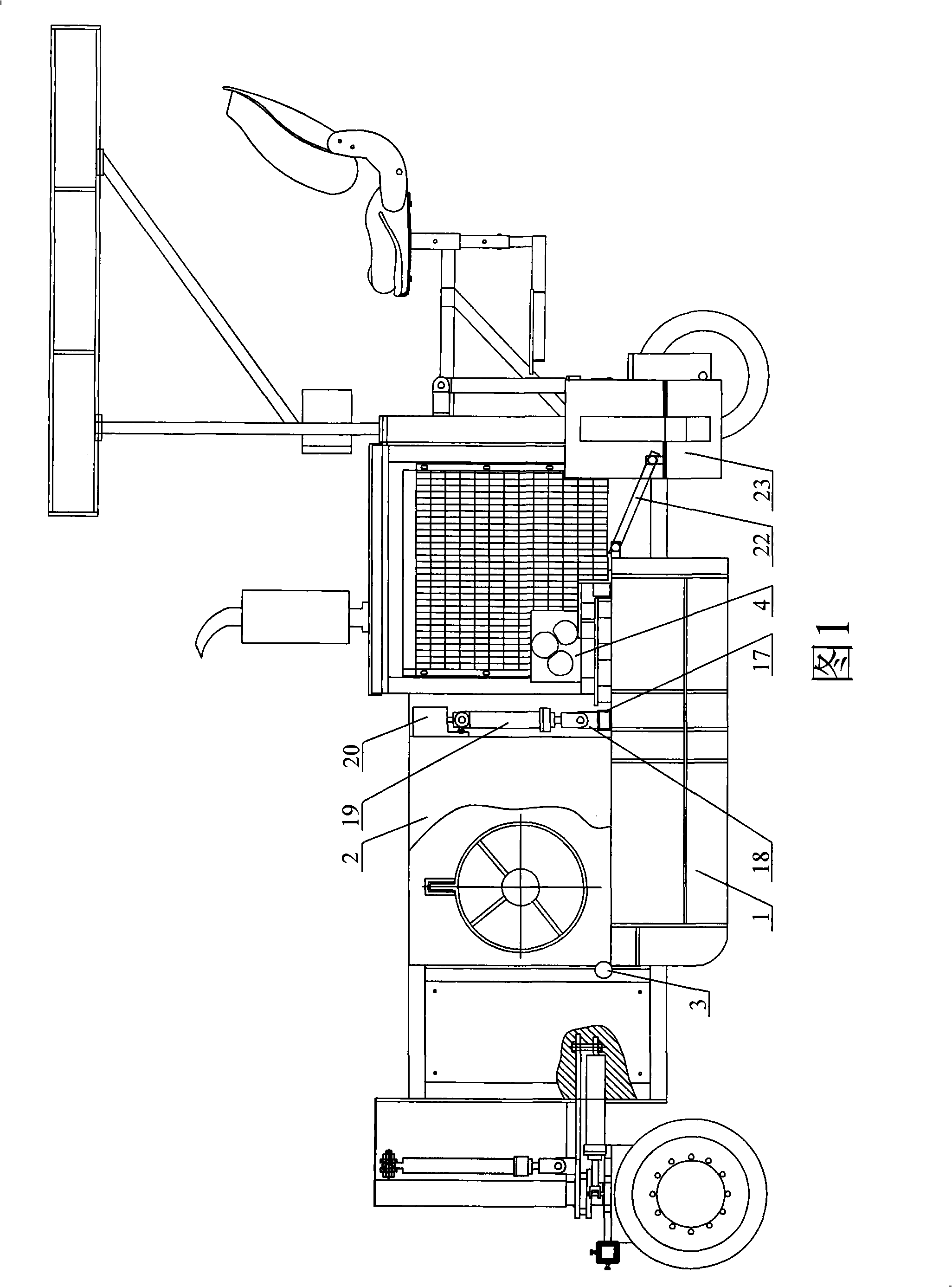 Operation mechanism of self-propelled multifunctional border stone slip form machine