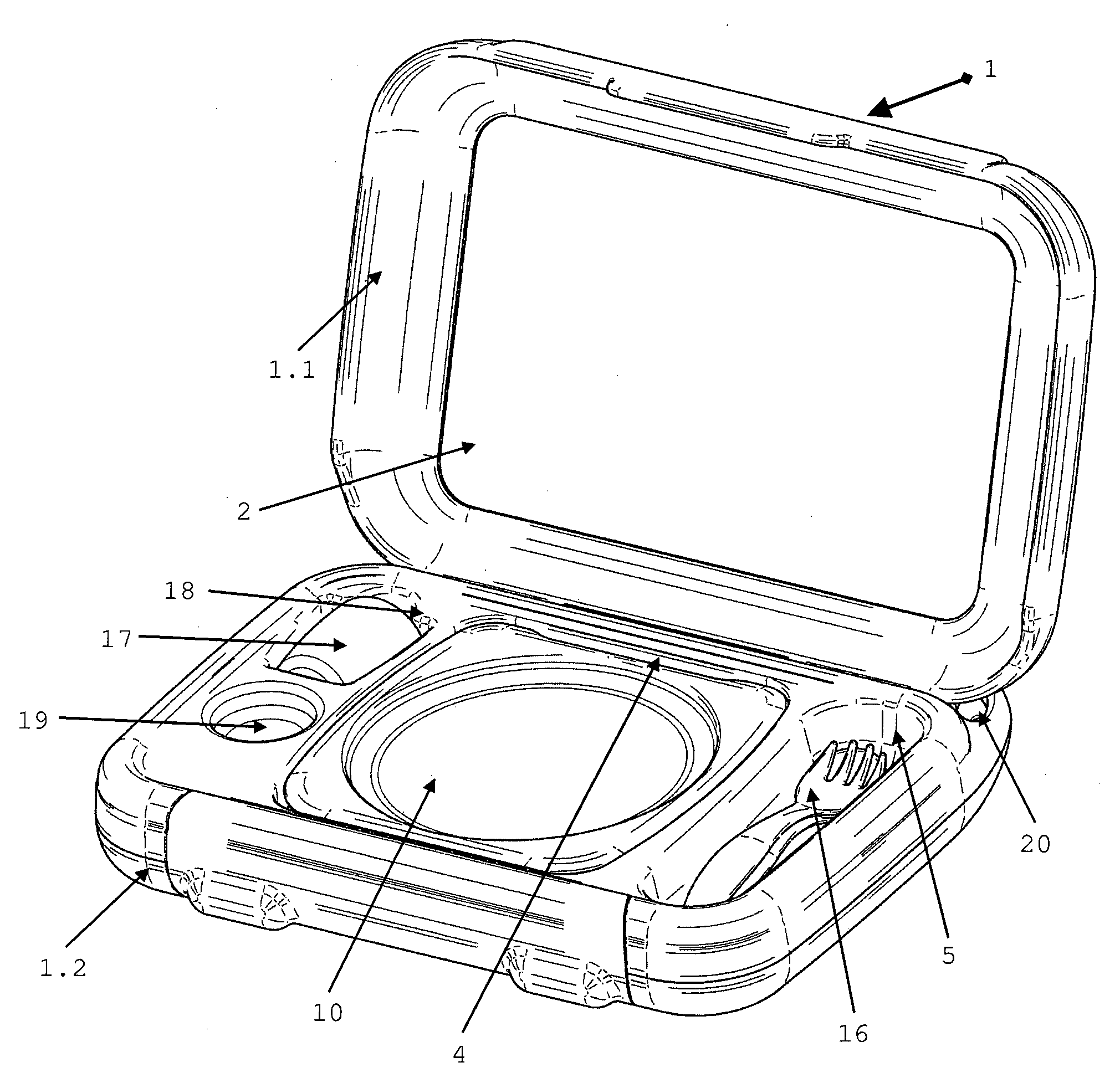 Lunch bag for meals with support for an entertainment gadget