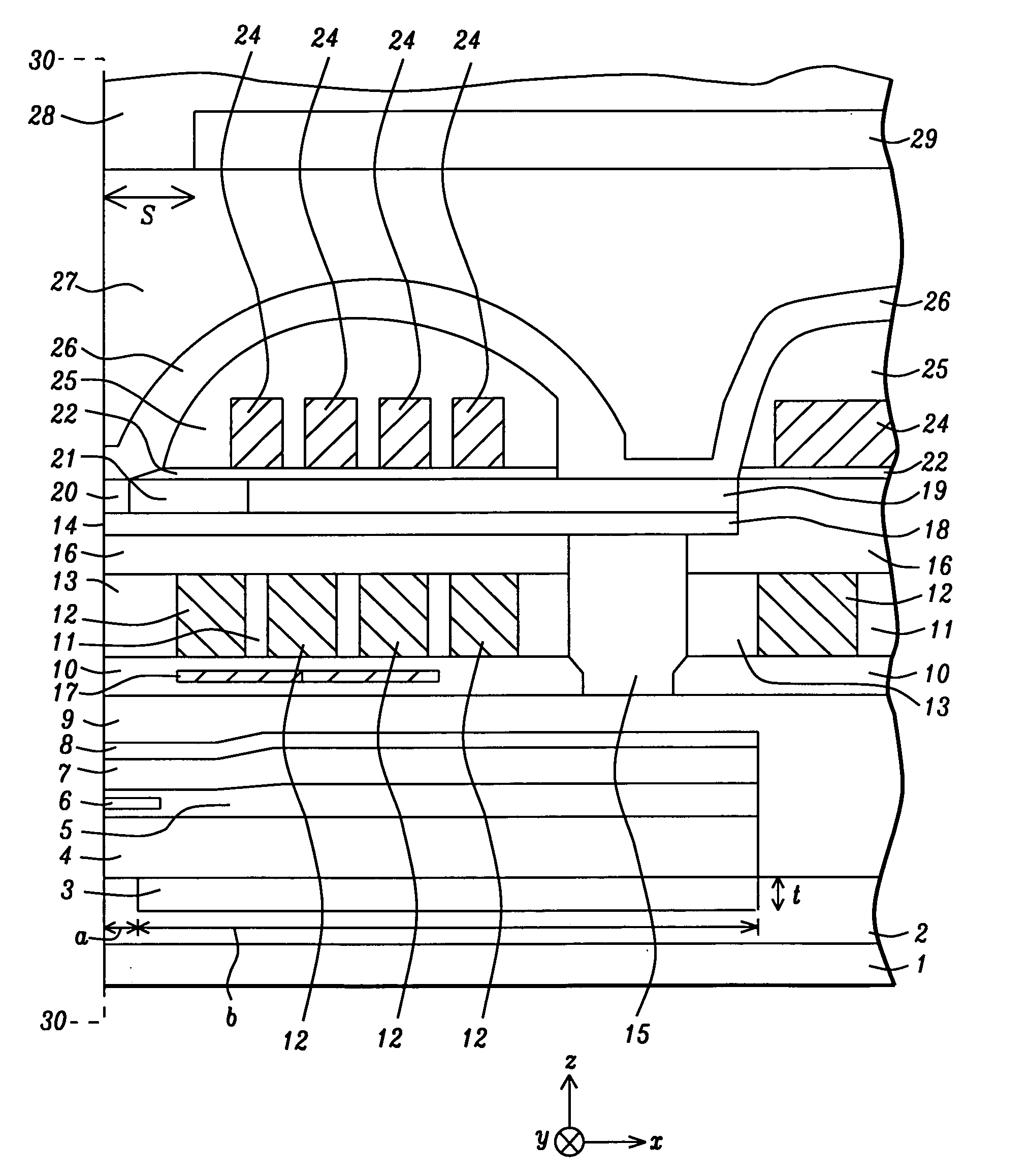 Insertion under read shield for improved read gap actuation in dynamic flying height