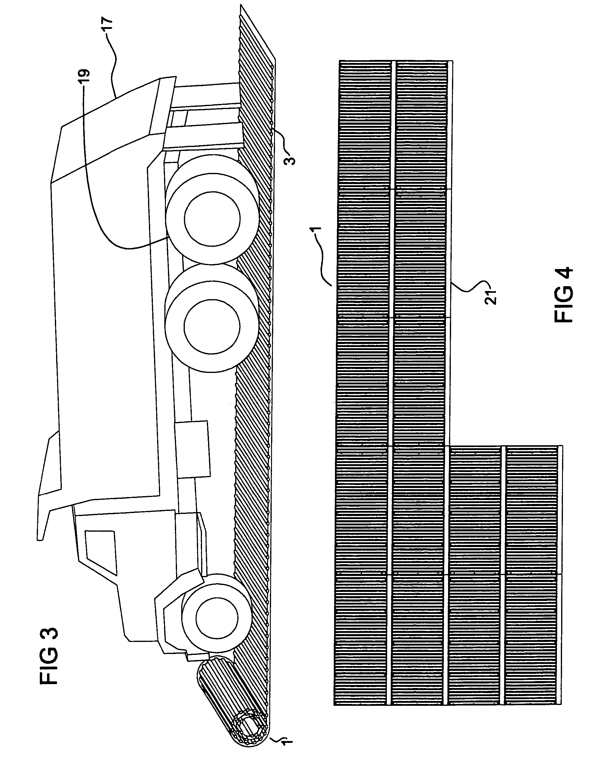 Roll-up mat for roadways and the like