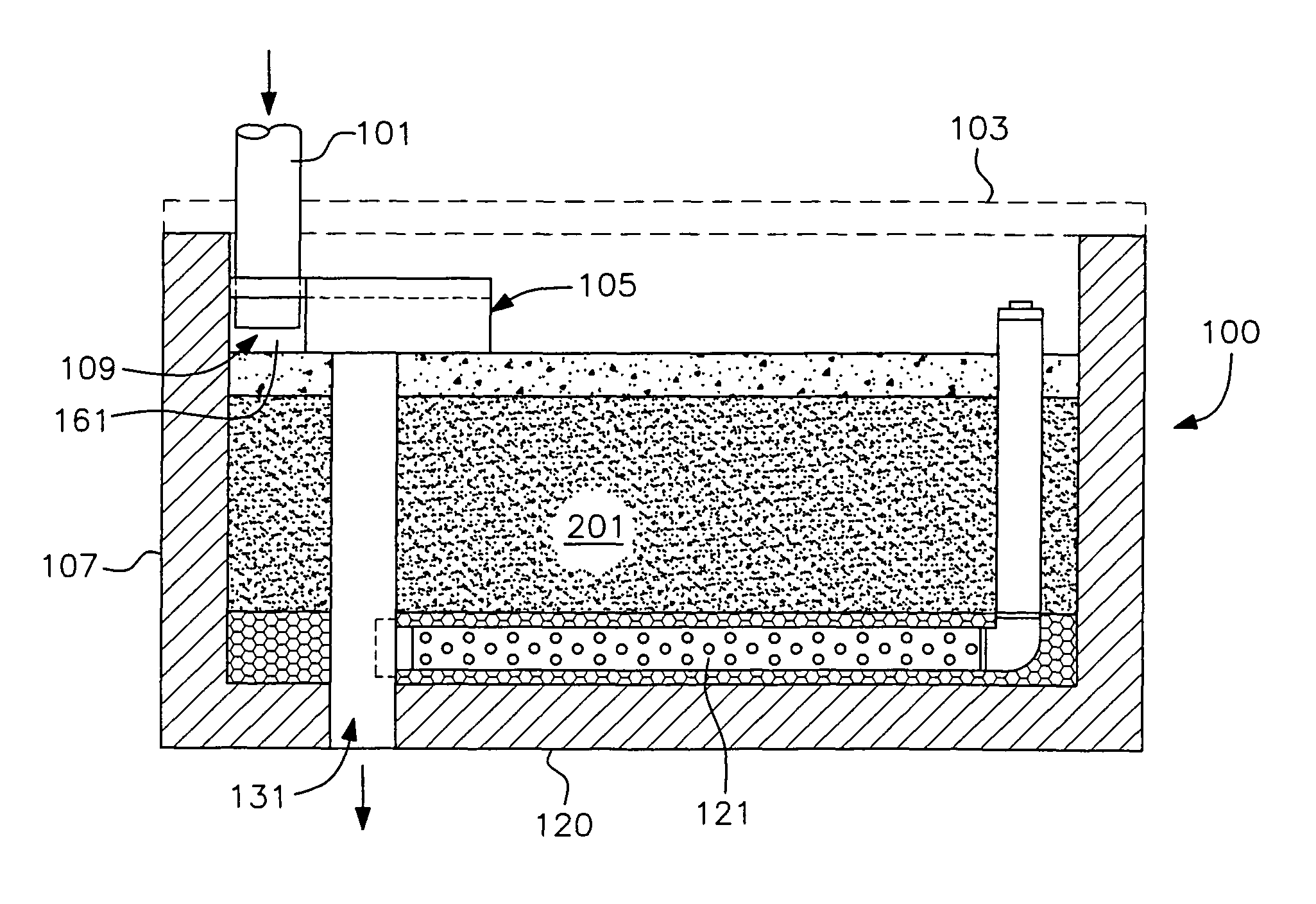 Stormwater treatment system with flow distribution overflow/bypass tray