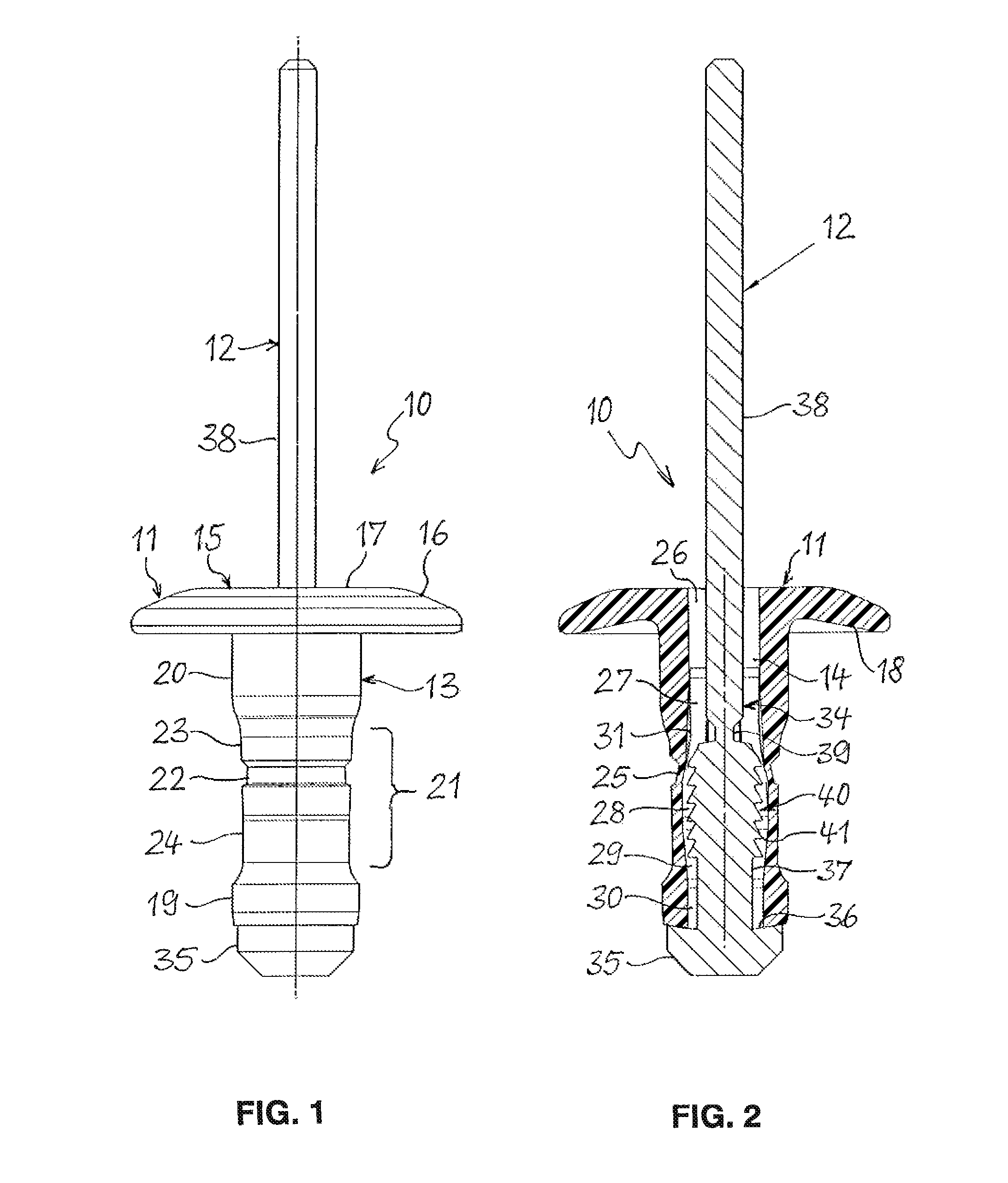 Blind rivet with a plastic rivet body