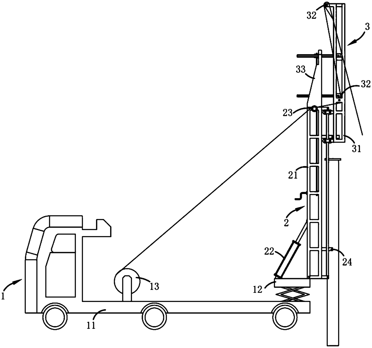 Multi-section cement pole automatic assembly and installation device