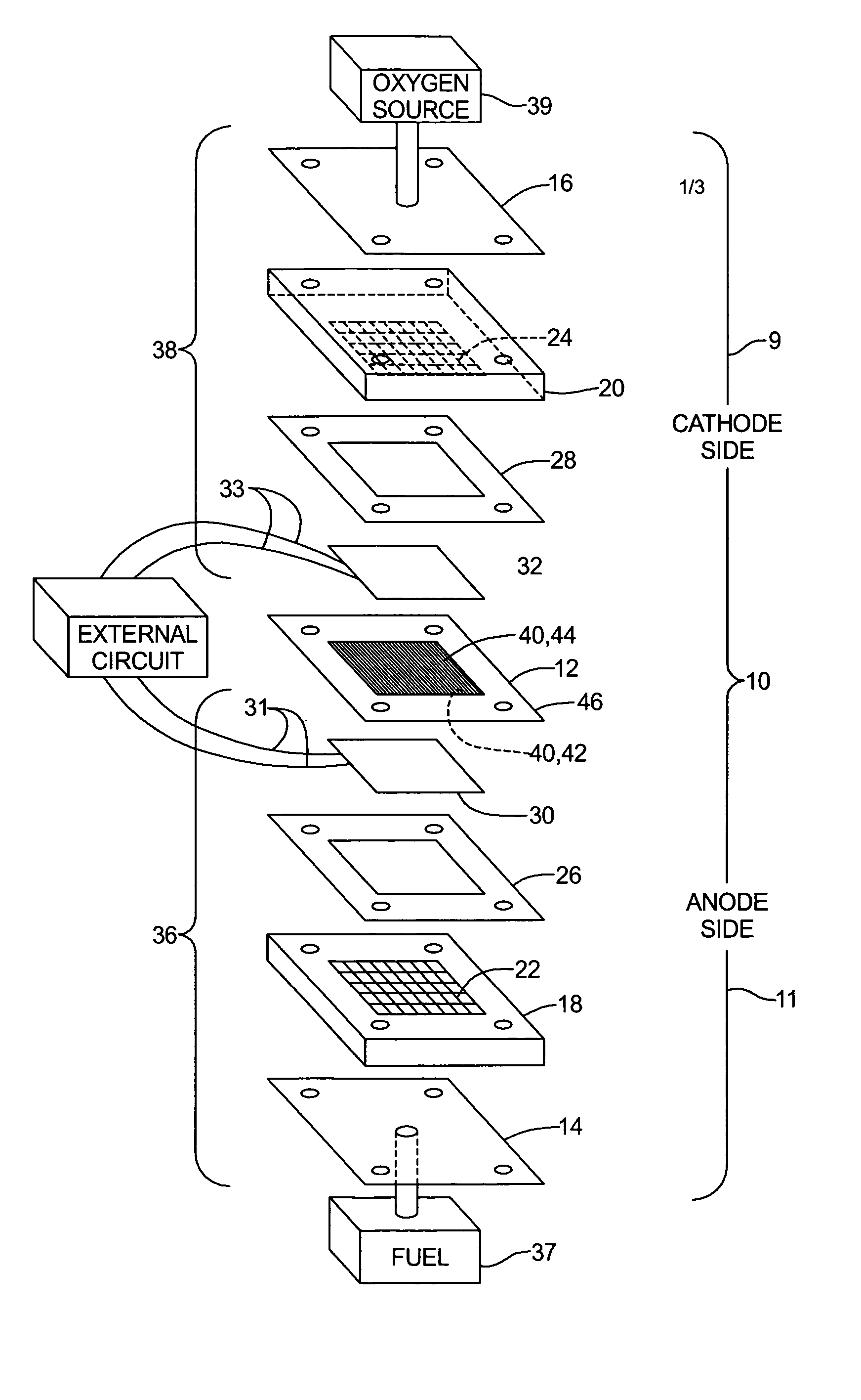 Freeze capable compact fuel cell system with improved humidification and removal of excess water and trapped nitrogen