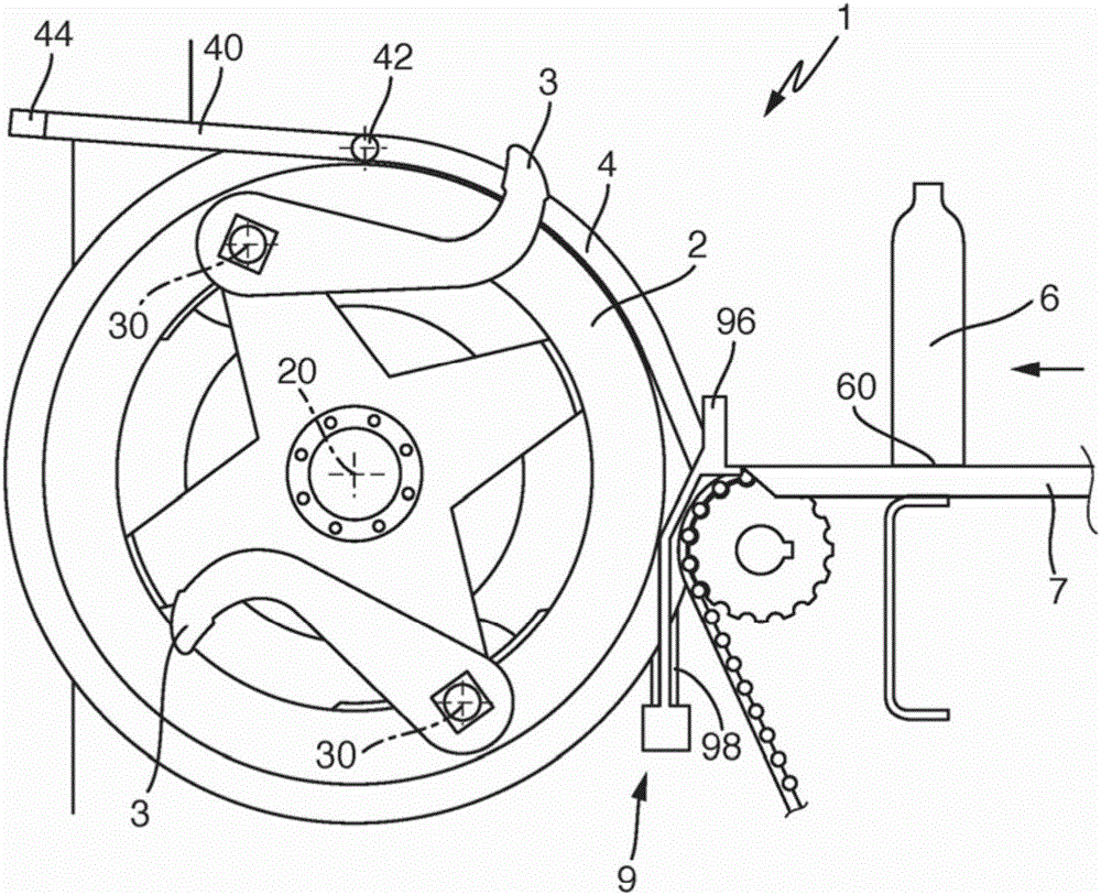 A device and method for transporting a container