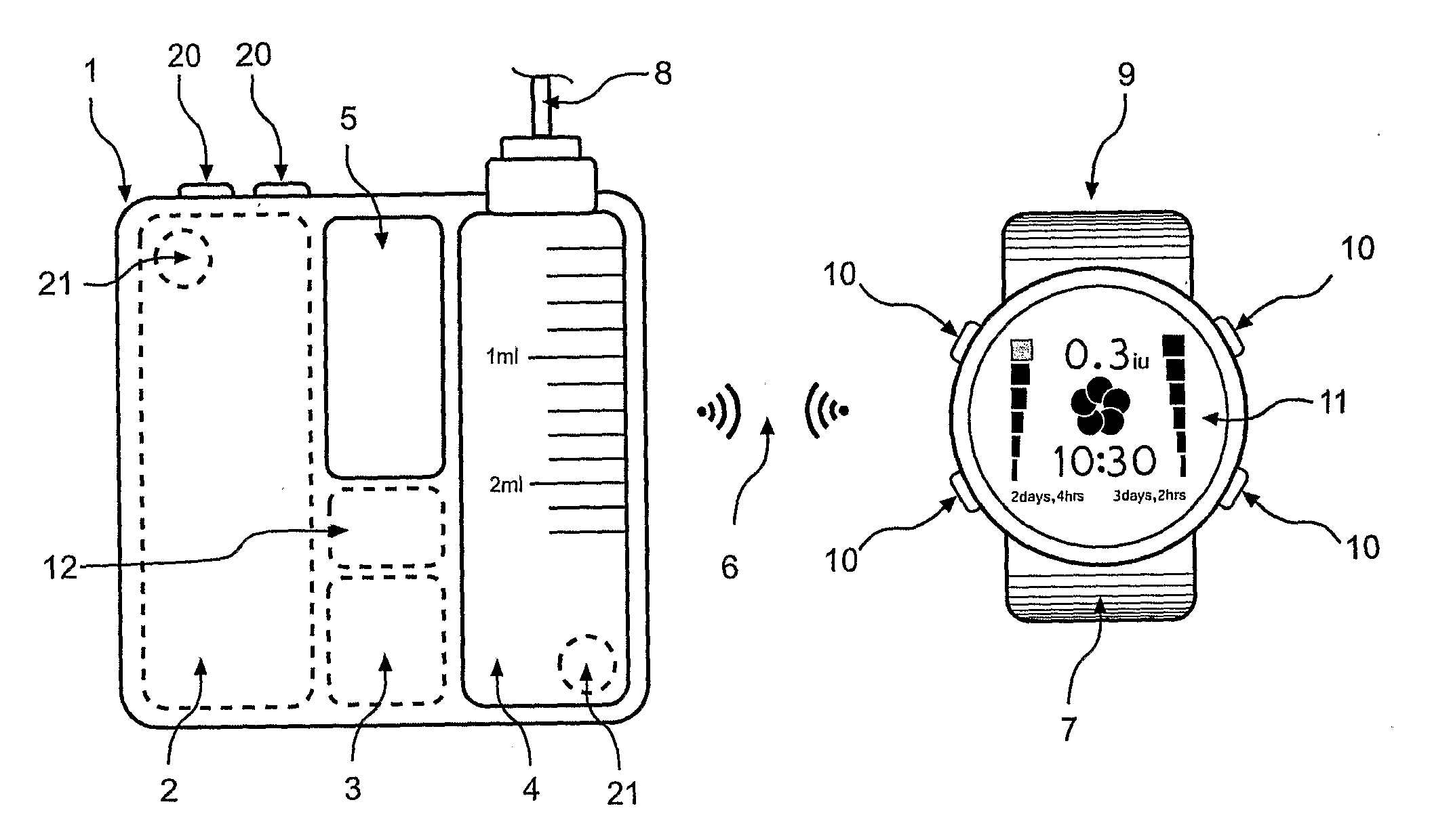 Apparatus and method for dosing drug and wireless remote control of a drug pump